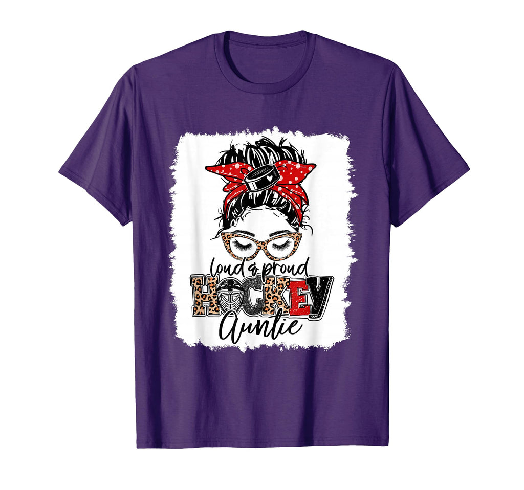 Hockey Auntie Messy Bun Aunt Game Day T-Shirt - Fun Novelty Design Unisex - T-Shirt, Sweatshirt, Hoodie