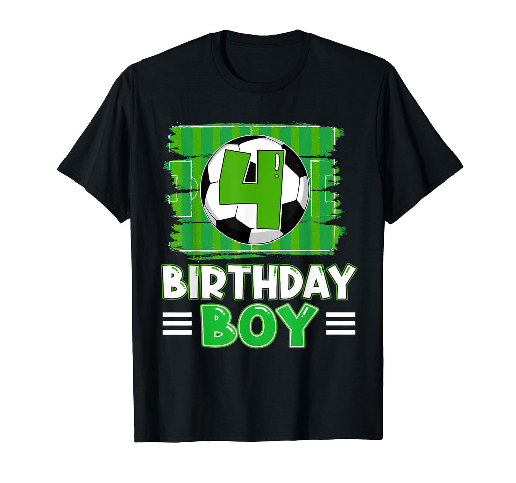 4 Year Old Birthday Soccer 4Th Party T-Shirt - Minimalist Print Men Women - T-Shirt, Sweatshirt, Hoodie