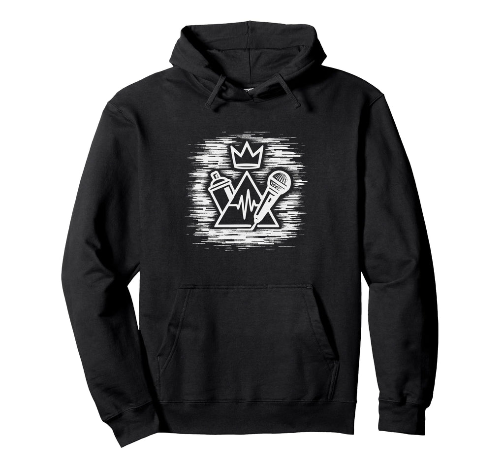 Crowned Flow Mic Old School Beats Hoodie - Novelty Apparel for Adults - T-Shirt, Sweatshirt, Hoodie