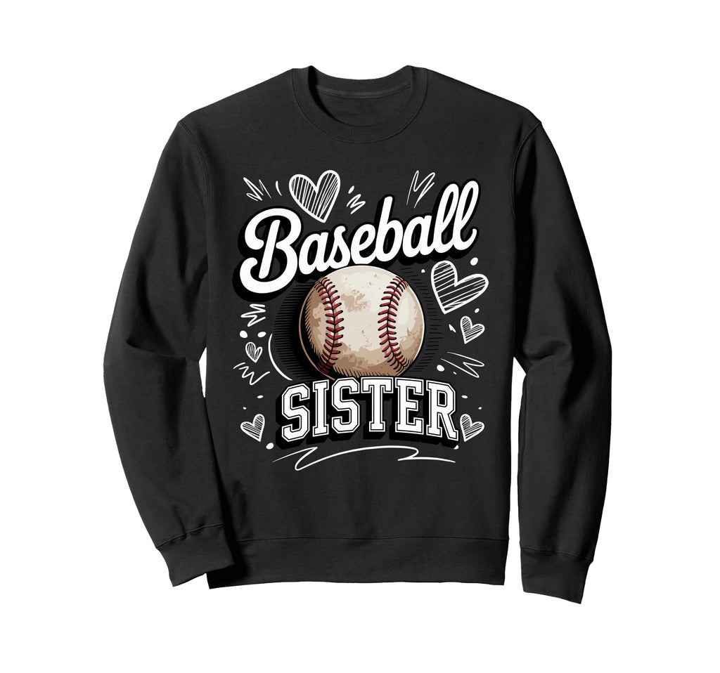 Baseball Sister Heart Doodle Game Sweatshirt - Minimalist Print for Adults - T-Shirt, Sweatshirt, Hoodie