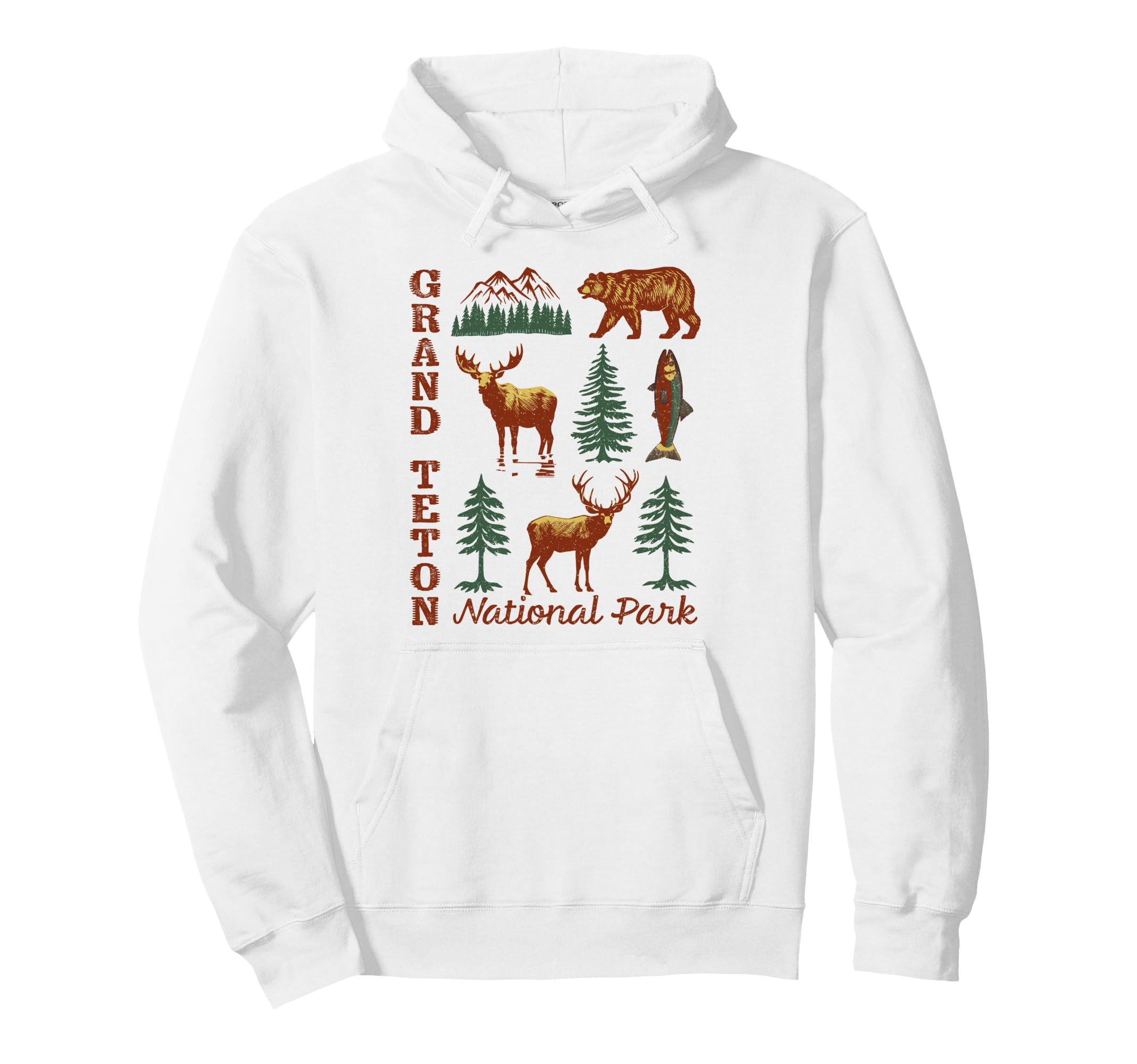 Grand Teton National Park Bear Moose Hoodie - Unique Graphic Men Women - T-Shirt, Sweatshirt, Hoodie