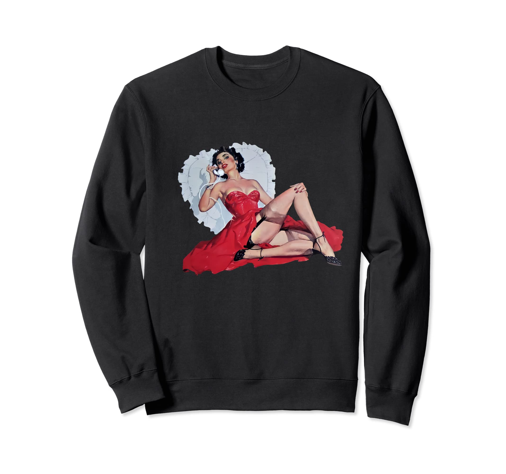 Model Pin Up Red Dress Sweatshirt - Unique Graphic Men Women - T-Shirt, Sweatshirt, Hoodie