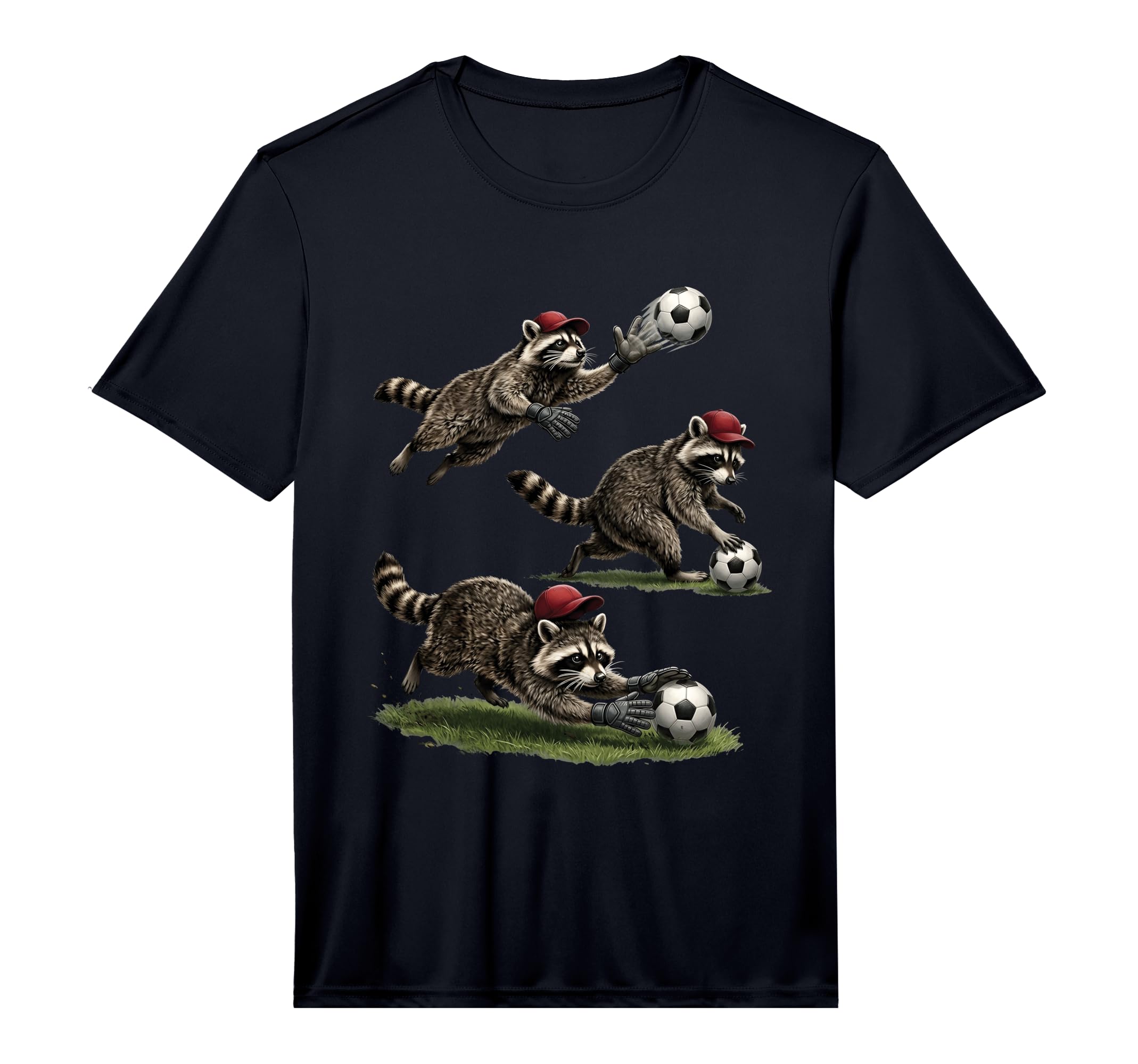 Mens Raccoon Soccer Performance T-Shirt - Custom Art Print Unisex - T-Shirt, Sweatshirt, Hoodie