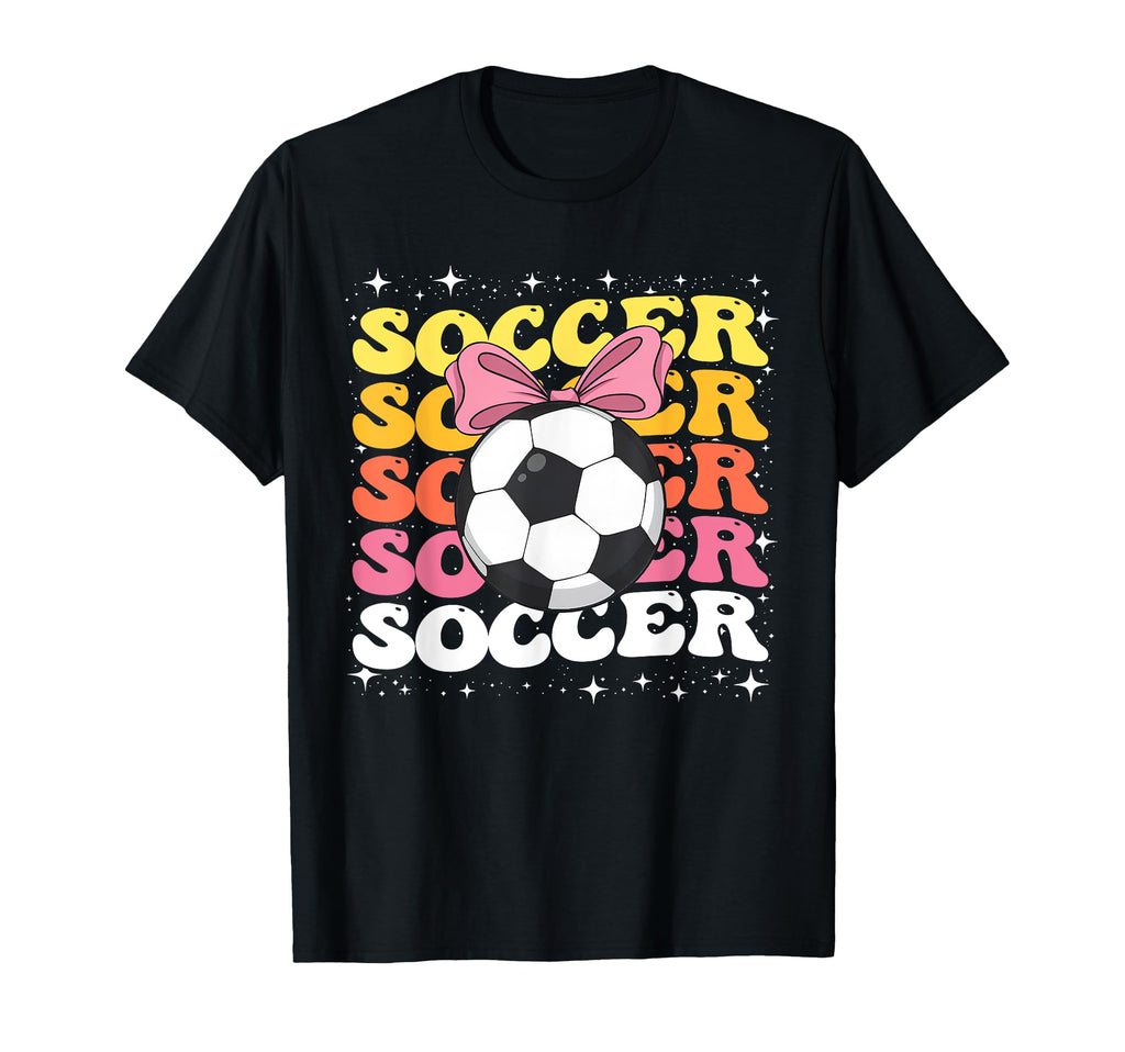 Groovy Soccer Coquette Bow Soccer T-Shirt - Unique Graphic for Adults - T-Shirt, Sweatshirt, Hoodie