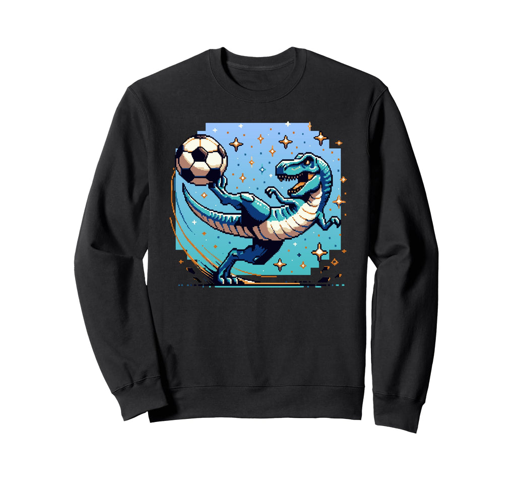 T Rex Dinosaur Kicking Soccer Sweatshirt - Fun Novelty Design for Adults - T-Shirt, Sweatshirt, Hoodie