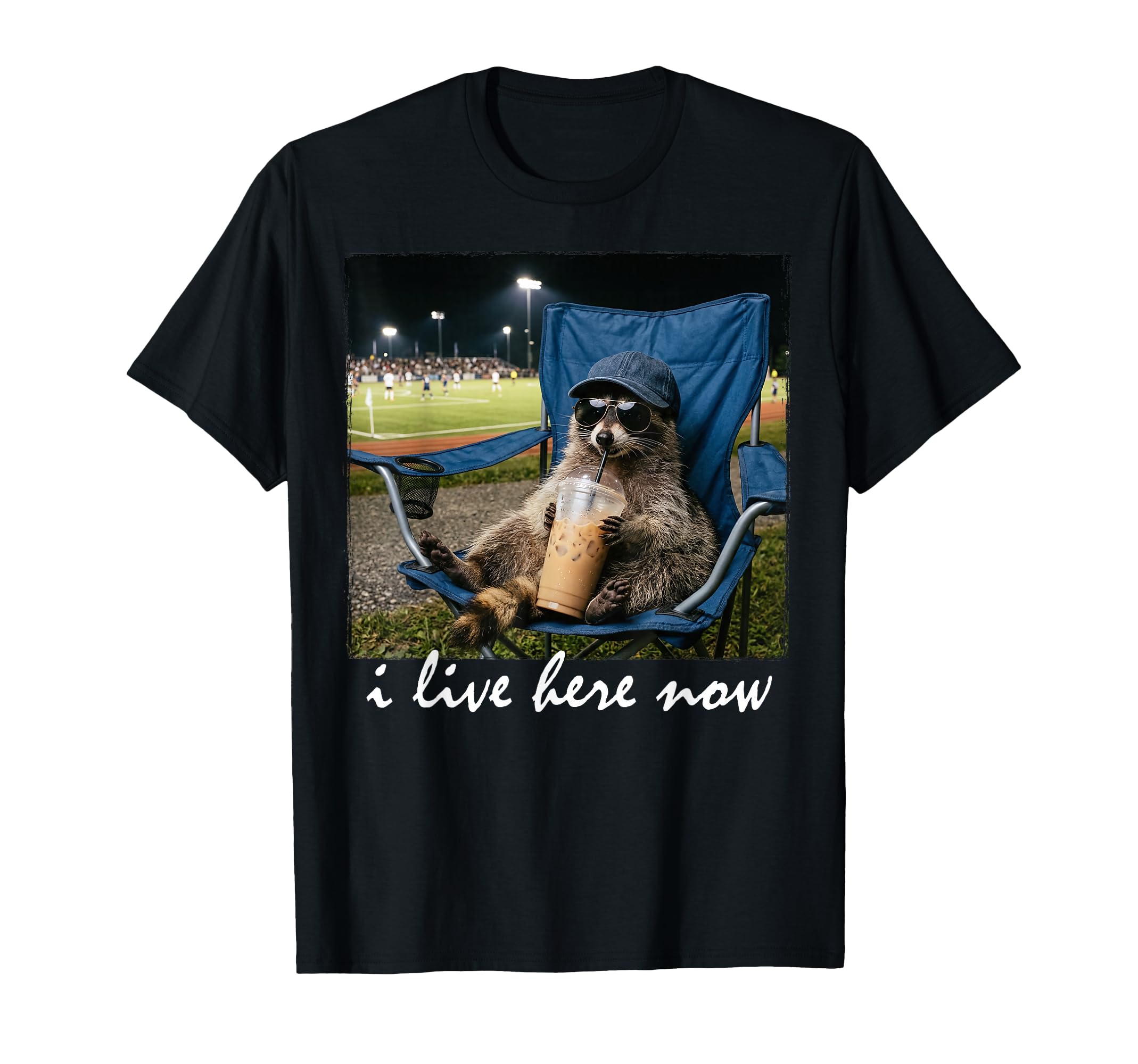Funny Raccoon Ballfield Soccer T-Shirt - Fun Novelty Design for Adults - T-Shirt, Sweatshirt, Hoodie