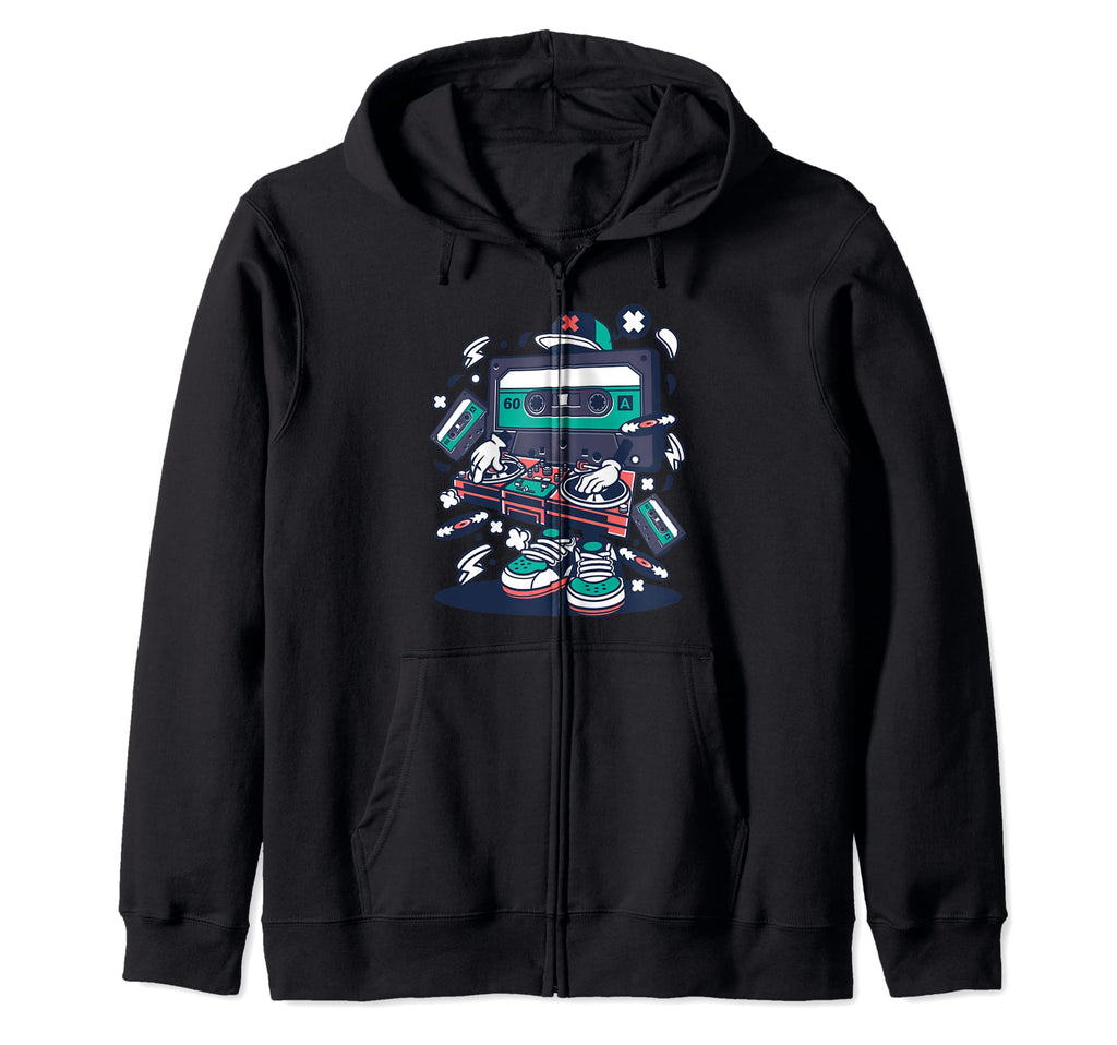 Cassette Disk Jockey Music Tape Gift Hoodie - Unique Graphic Men Women - T-Shirt, Sweatshirt, Hoodie