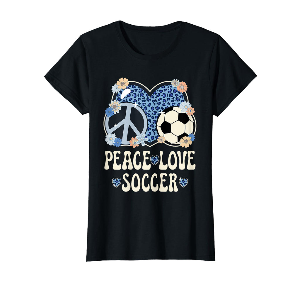 Peace Love Soccer Lover Leopard T-Shirt - Casual Everyday Wear Men Women - T-Shirt, Sweatshirt, Hoodie