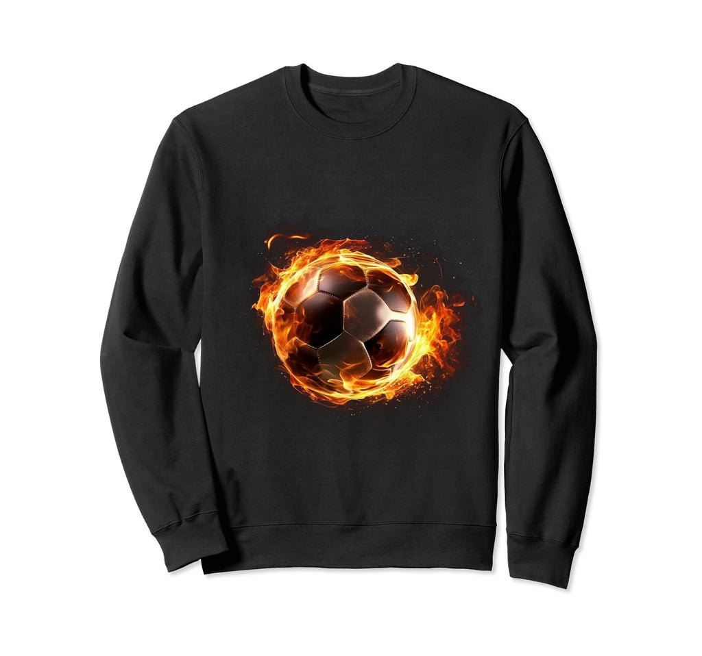 Realistic Fire Football Ball Soccer Sweatshirt - Trendy Graphic Men Women - T-Shirt, Sweatshirt, Hoodie