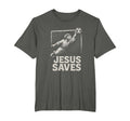 Jesus Saves Soccer Goalie Christian T-Shirt - Minimalist Print for Adults - T-Shirt, Sweatshirt, Hoodie