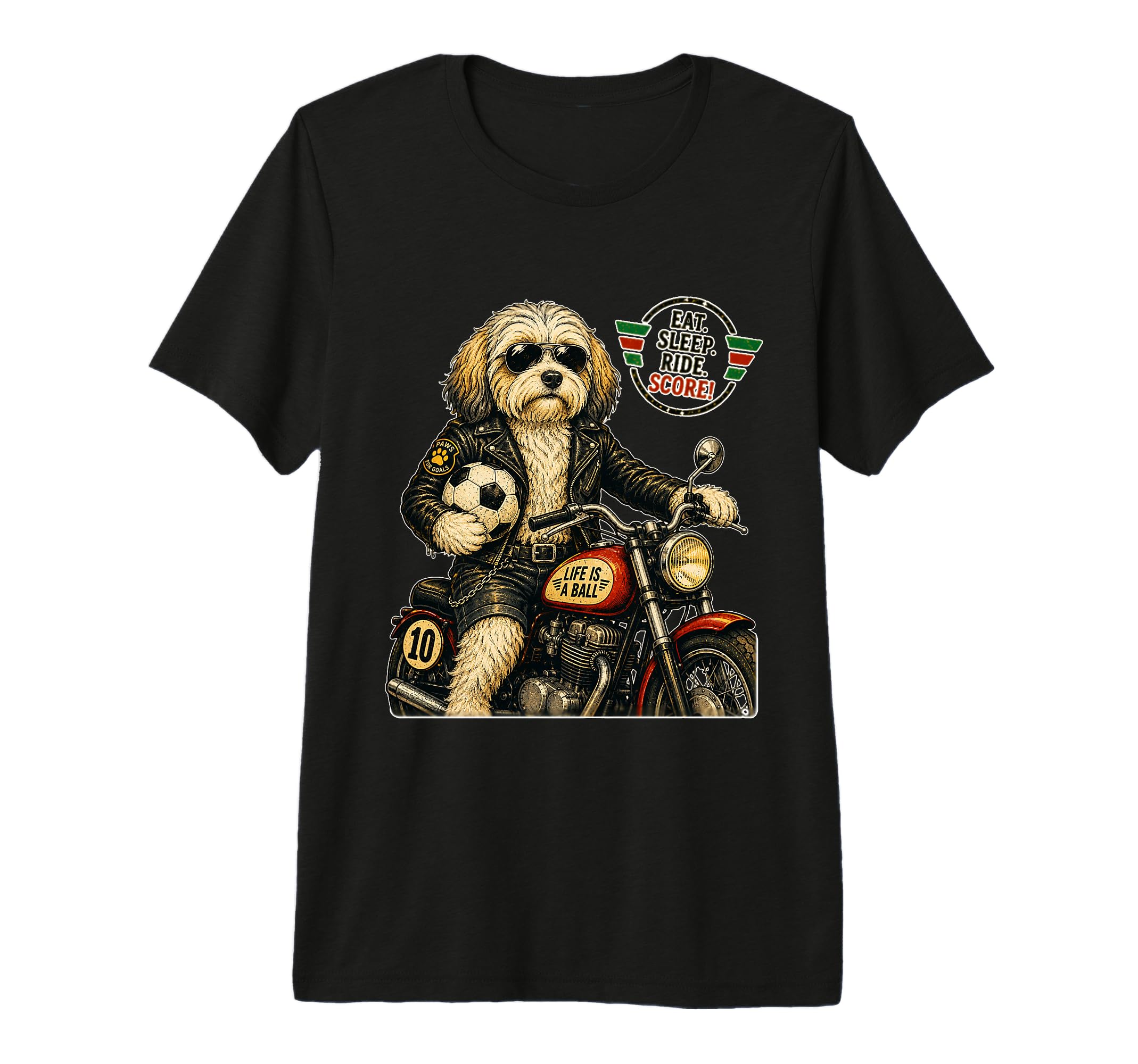 Havanese Motorbike Love Footbal T-Shirt - Custom Art Print for Adults - T-Shirt, Sweatshirt, Hoodie