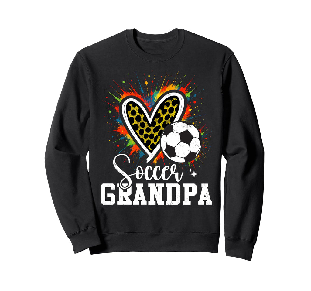Soccer Grandpa Leopard Heart Colorful Sweatshirt - Trendy Graphic Men Women - T-Shirt, Sweatshirt, Hoodie