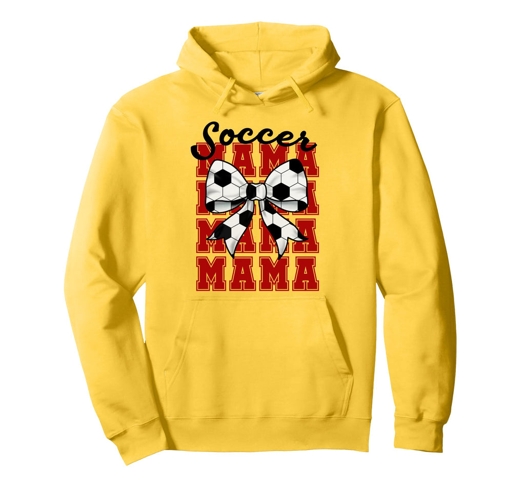 Soccer Bow Mama Mama Mama Mama Game Day Hoodie - Trendy Graphic Unisex - T-Shirt, Sweatshirt, Hoodie