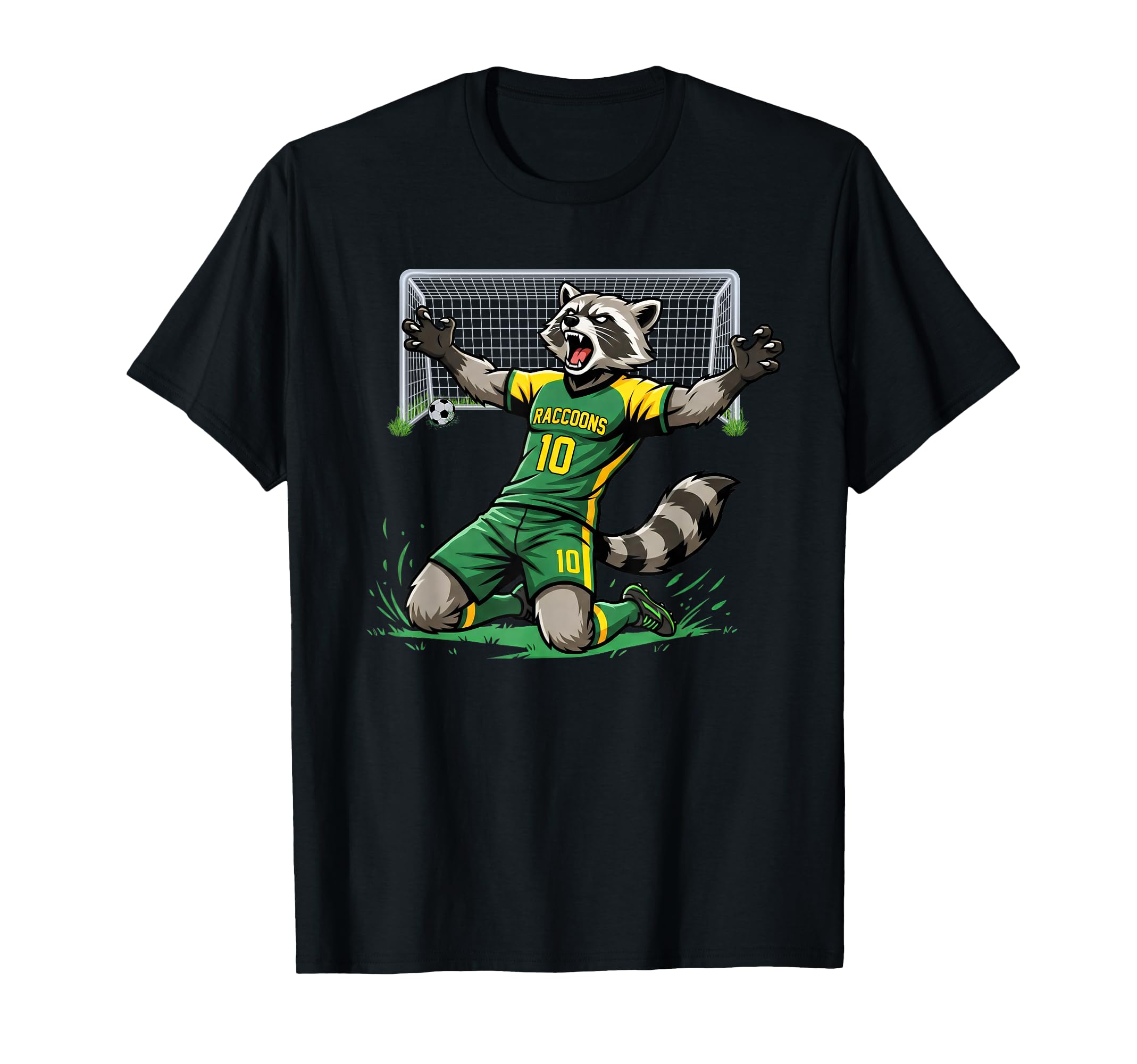 Funny Feral Raccoon Soccer Player T-Shirt - Minimalist Print for Adults - T-Shirt, Sweatshirt, Hoodie