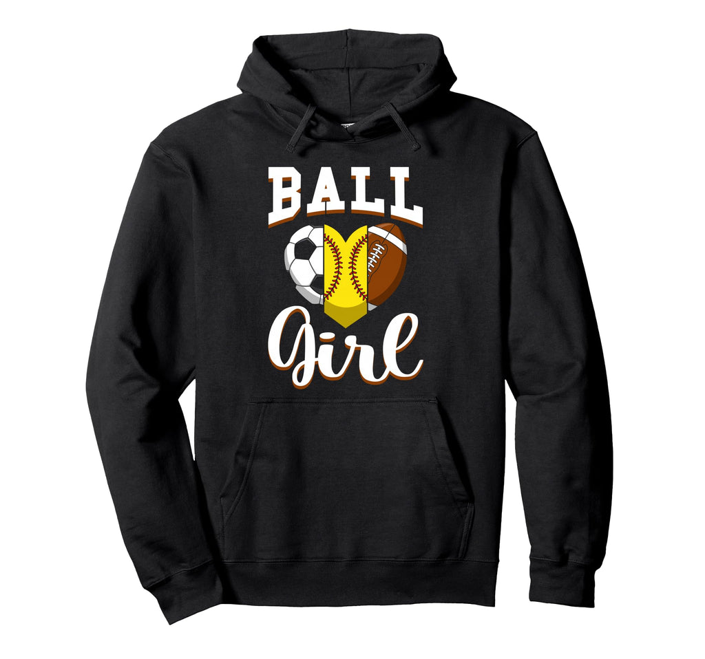 Ball Sports Heart Soccer Softball Hoodie - Novelty Apparel for Adults - T-Shirt, Sweatshirt, Hoodie
