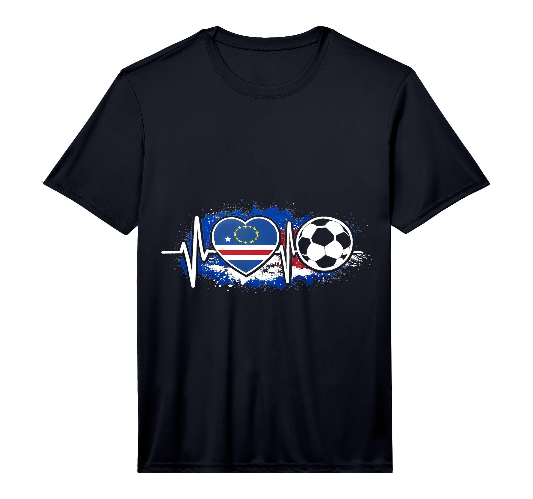 Mens Heartbeat Cape Verde Flag T-Shirt - Casual Everyday Wear Unisex - T-Shirt, Sweatshirt, Hoodie