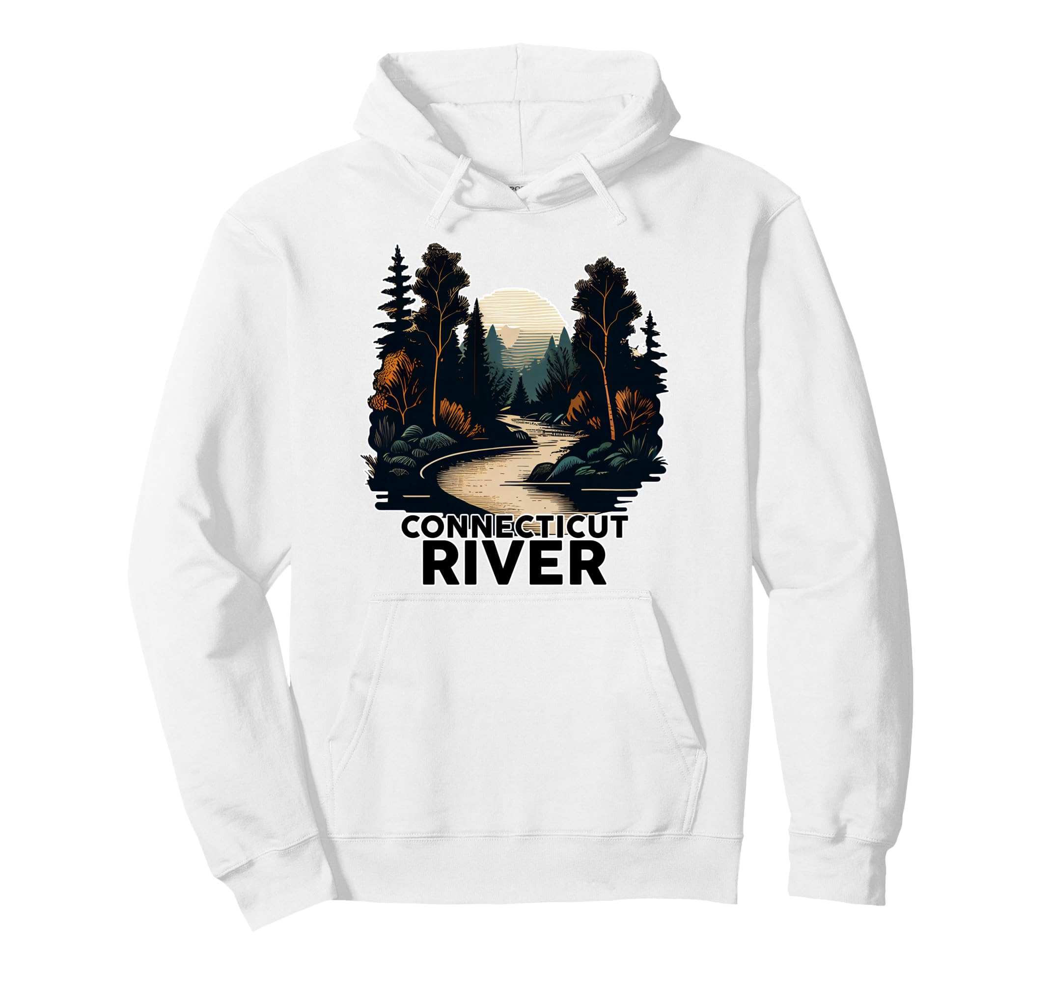Connecticut River Minimalist River Hoodie - Custom Art Print for Adults - T-Shirt, Sweatshirt, Hoodie