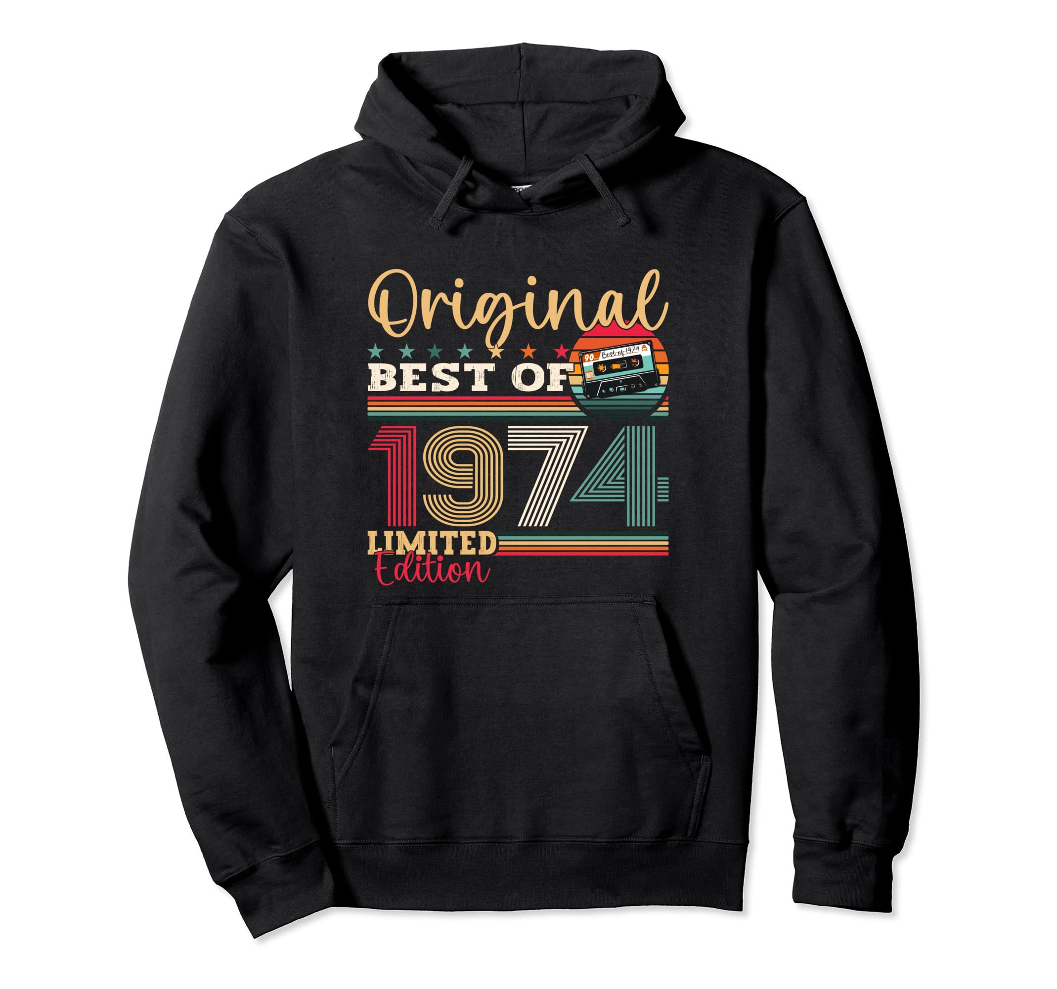 50Th Birthday Original 1974 Cassette Hoodie - Fun Novelty Design Unisex - T-Shirt, Sweatshirt, Hoodie