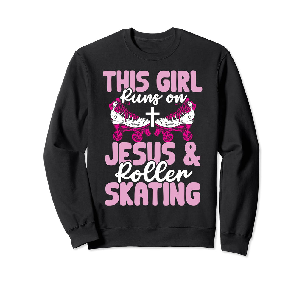 Runs Jesus And Roller Skating Sweatshirt - Minimalist Print for Adults - T-Shirt, Sweatshirt, Hoodie