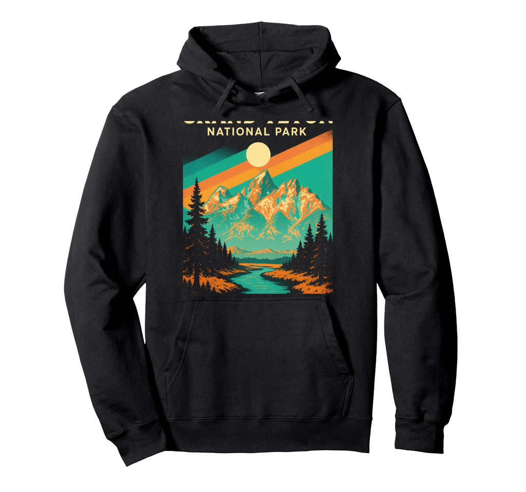 Grand Teton National Park Sunset Hiking Hoodie - Graphic Print Men Women - T-Shirt, Sweatshirt, Hoodie