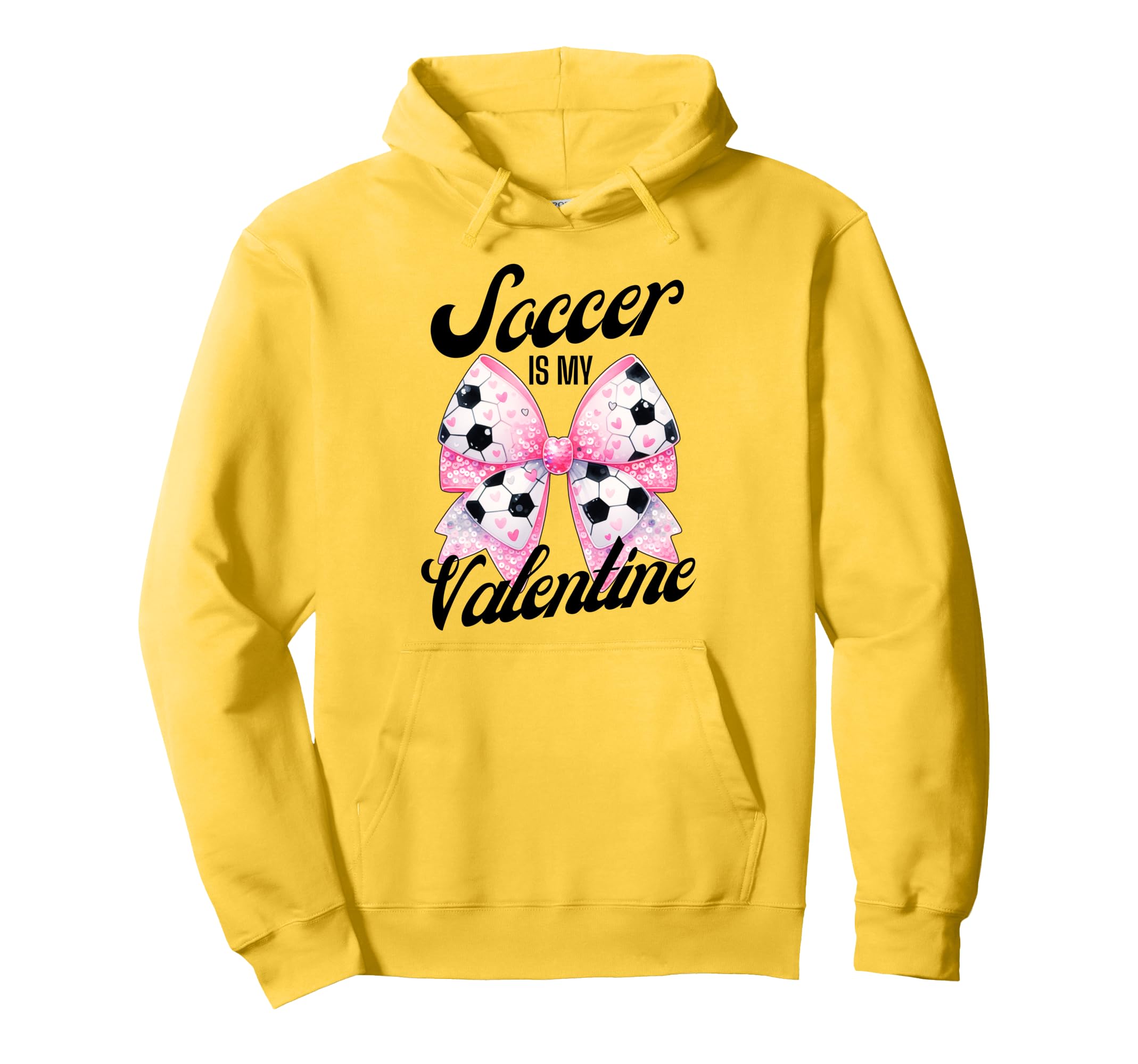 Soccer Is My Valentine Coquette Bow Hoodie - Unique Graphic Unisex - T-Shirt, Sweatshirt, Hoodie