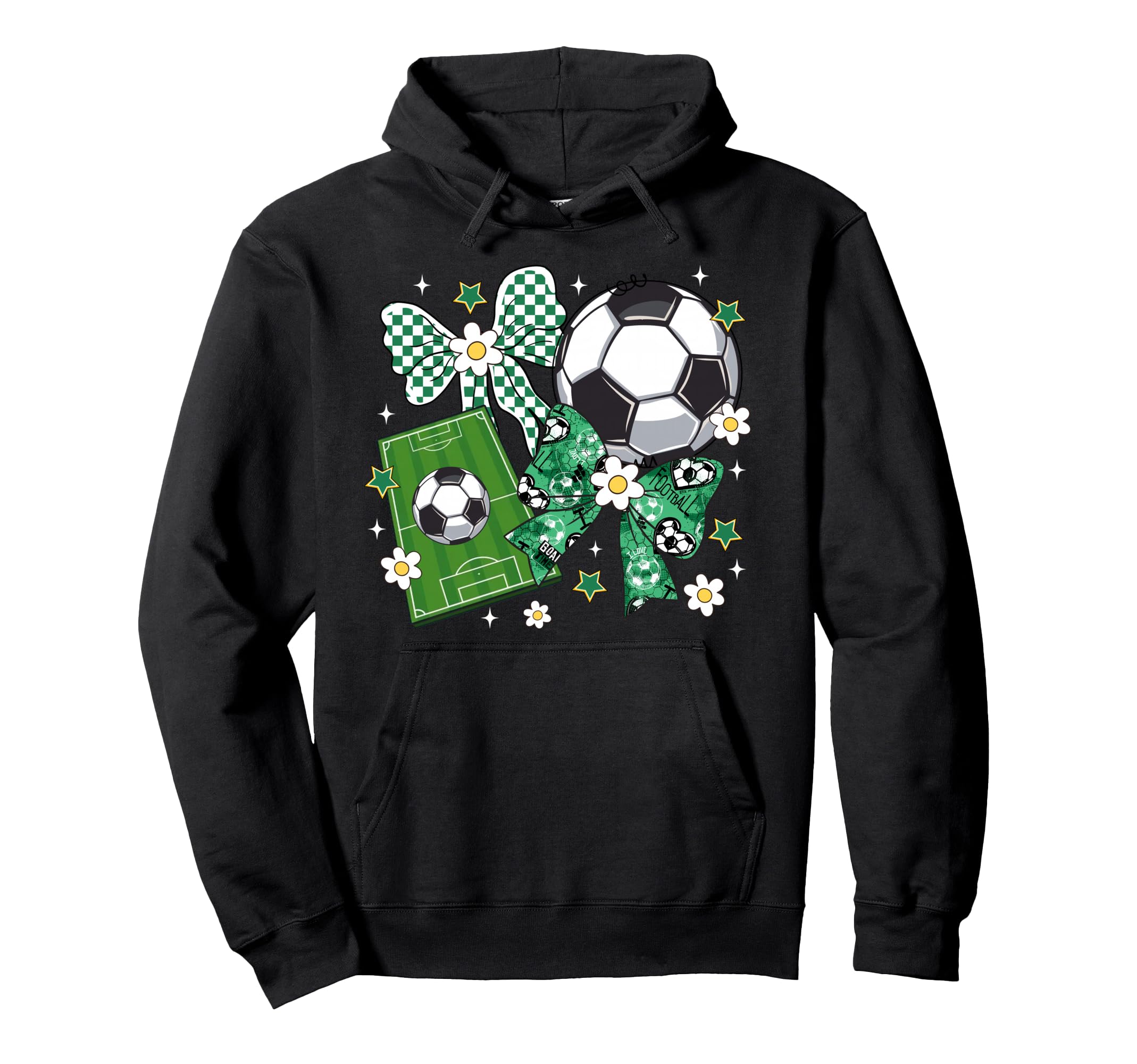 Bow Soccer Checkered Flowers Soccer Hoodie - Aesthetic Graphic Unisex - T-Shirt, Sweatshirt, Hoodie
