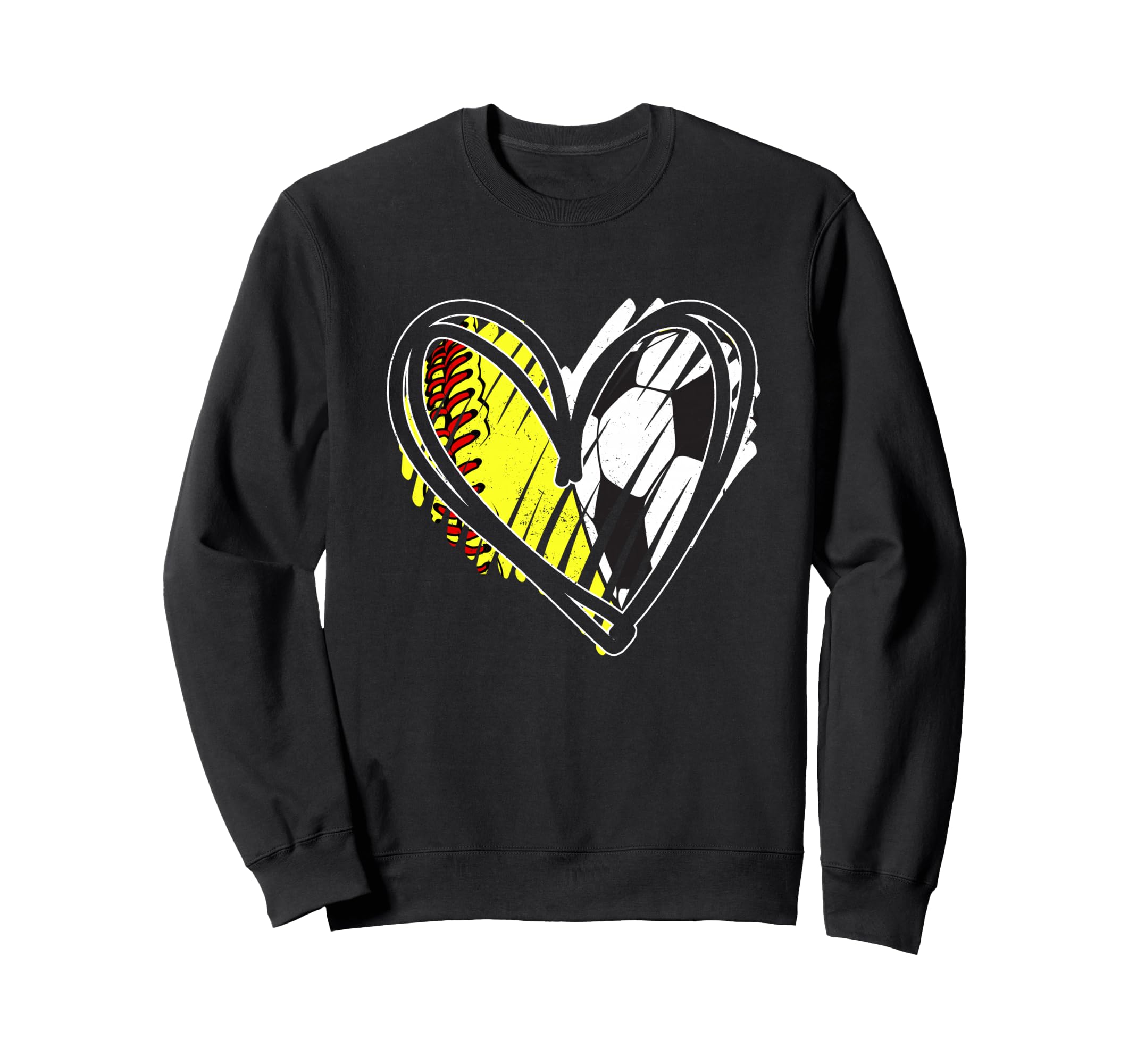 Softball Soccer Ball Heart Love Sweatshirt - Custom Art Print for Adults - T-Shirt, Sweatshirt, Hoodie