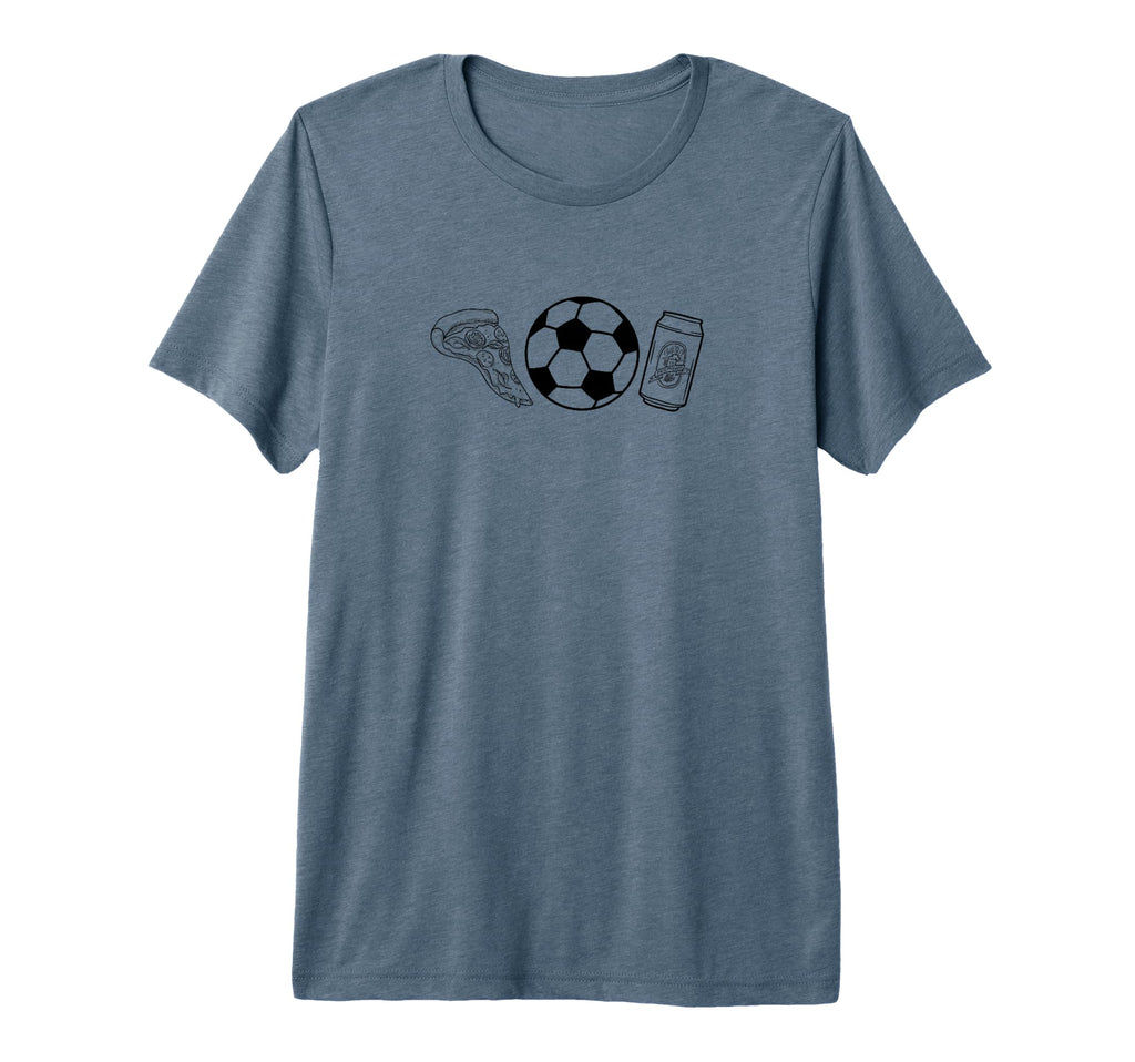 Pizza Beer Soccer Tri Blend T-Shirt - Custom Art Print for Adults - T-Shirt, Sweatshirt, Hoodie