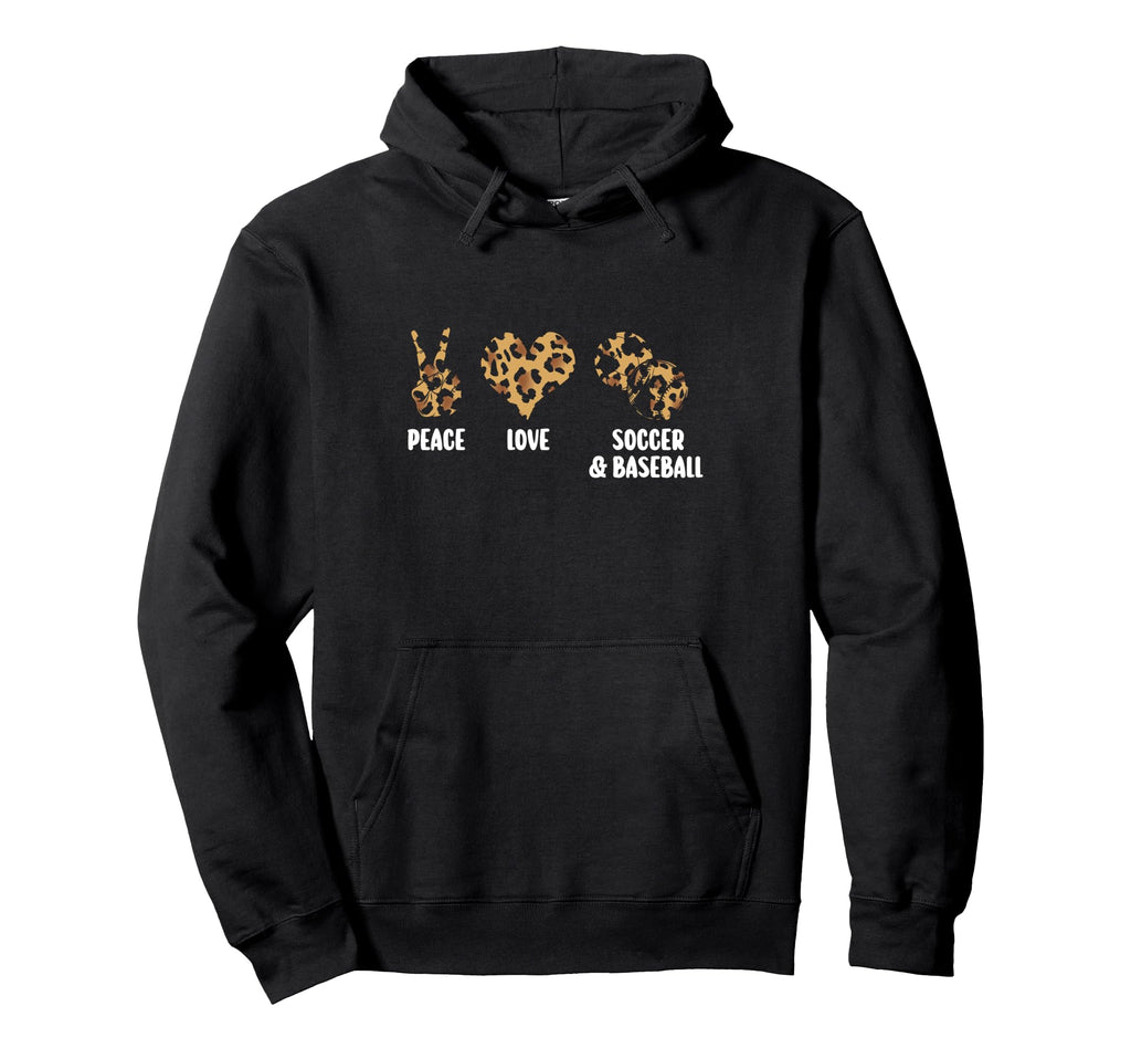 Peace Love Soccer Baseball Softball Hoodie - Aesthetic Graphic Men Women - T-Shirt, Sweatshirt, Hoodie