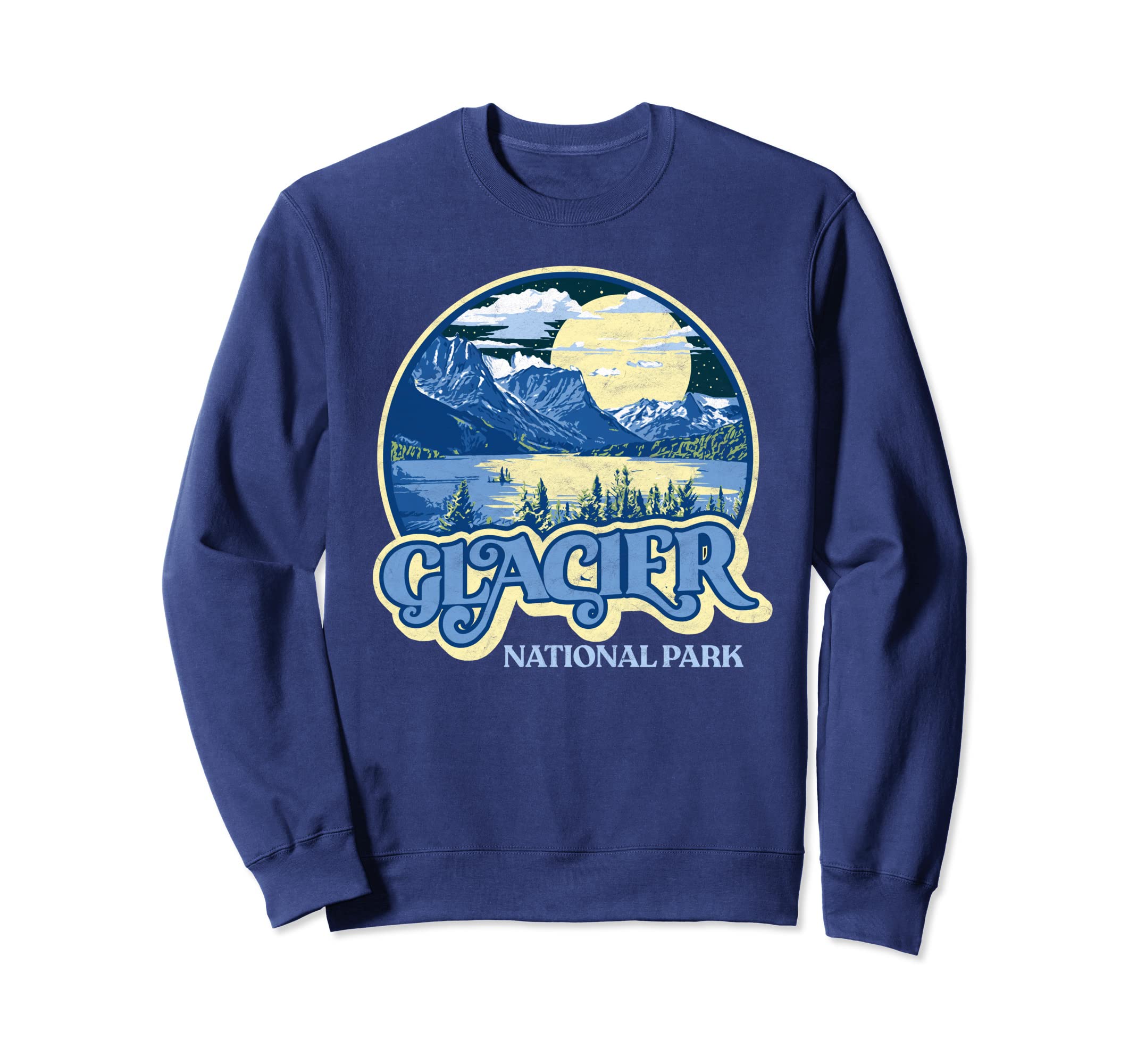 Glacier National Park Montana 80S Sweatshirt - Unique Graphic Unisex - T-Shirt, Sweatshirt, Hoodie