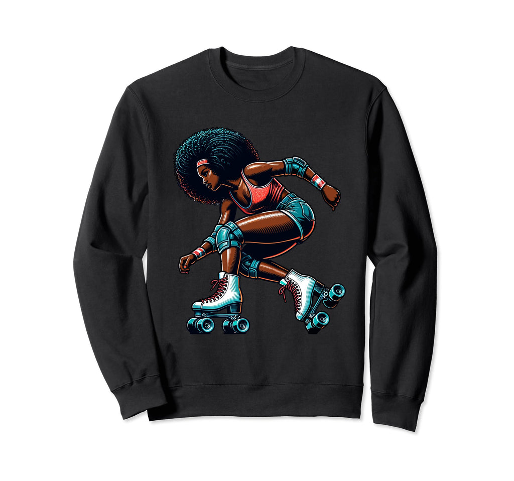 African Melanin Roller Skater Sweatshirt - Custom Art Print Unisex - T-Shirt, Sweatshirt, Hoodie