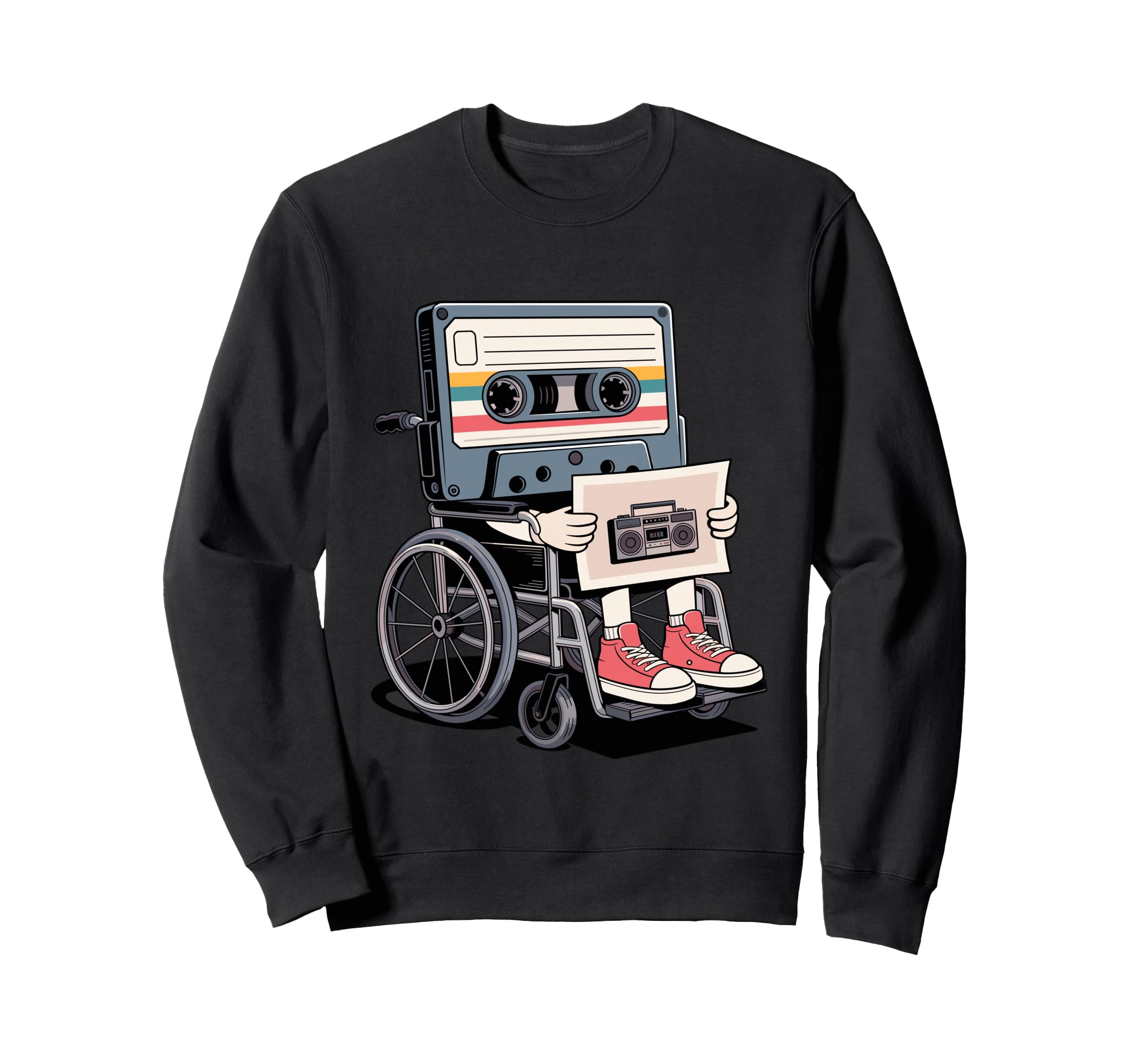 Funny Old Cassette Tape Cartoon Sweatshirt - Custom Art Print for Adults - T-Shirt, Sweatshirt, Hoodie