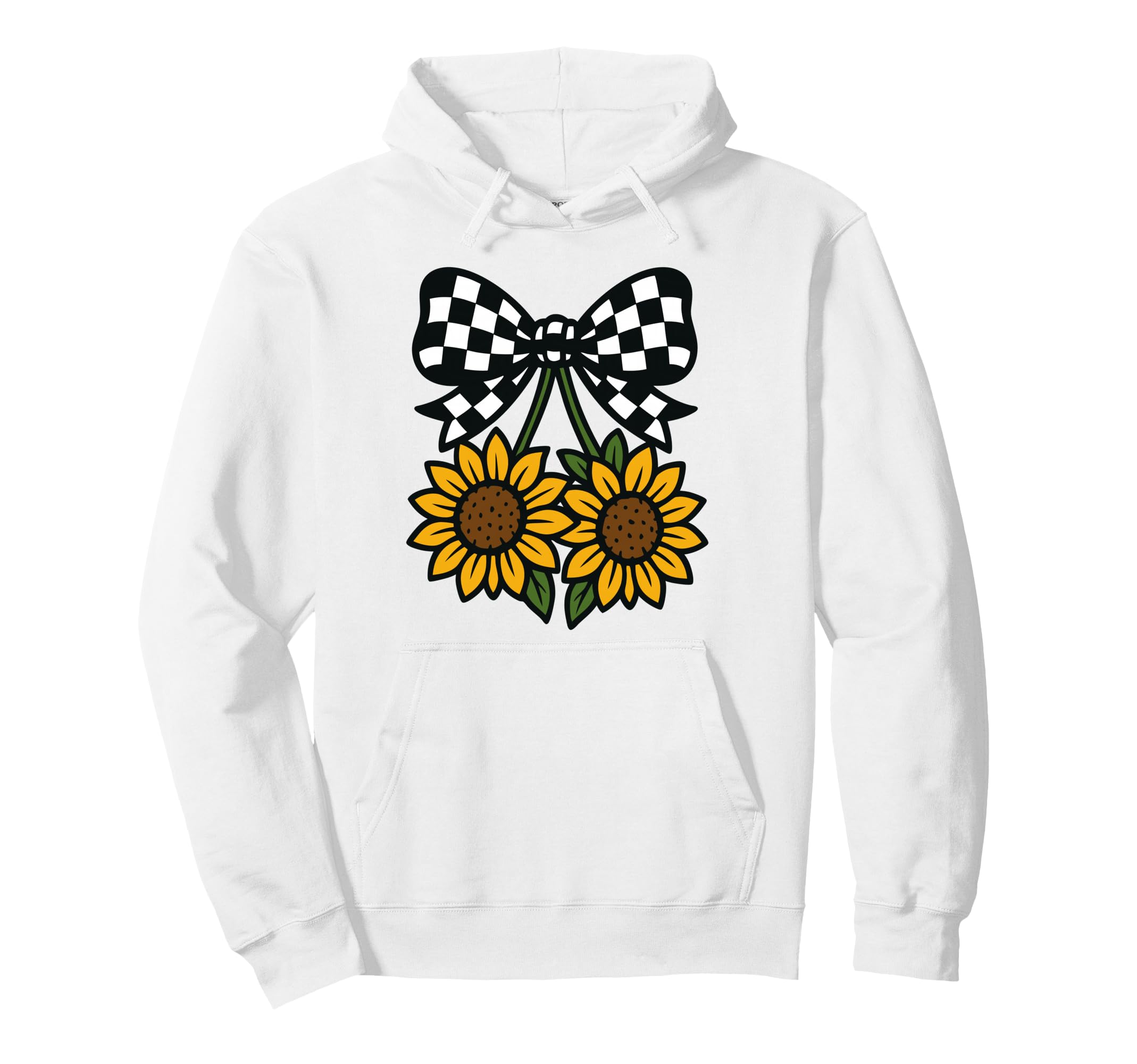 Checkered Bow Sunflower Y2K Aesthetic Hoodie - Streetwear Style Men Women - T-Shirt, Sweatshirt, Hoodie