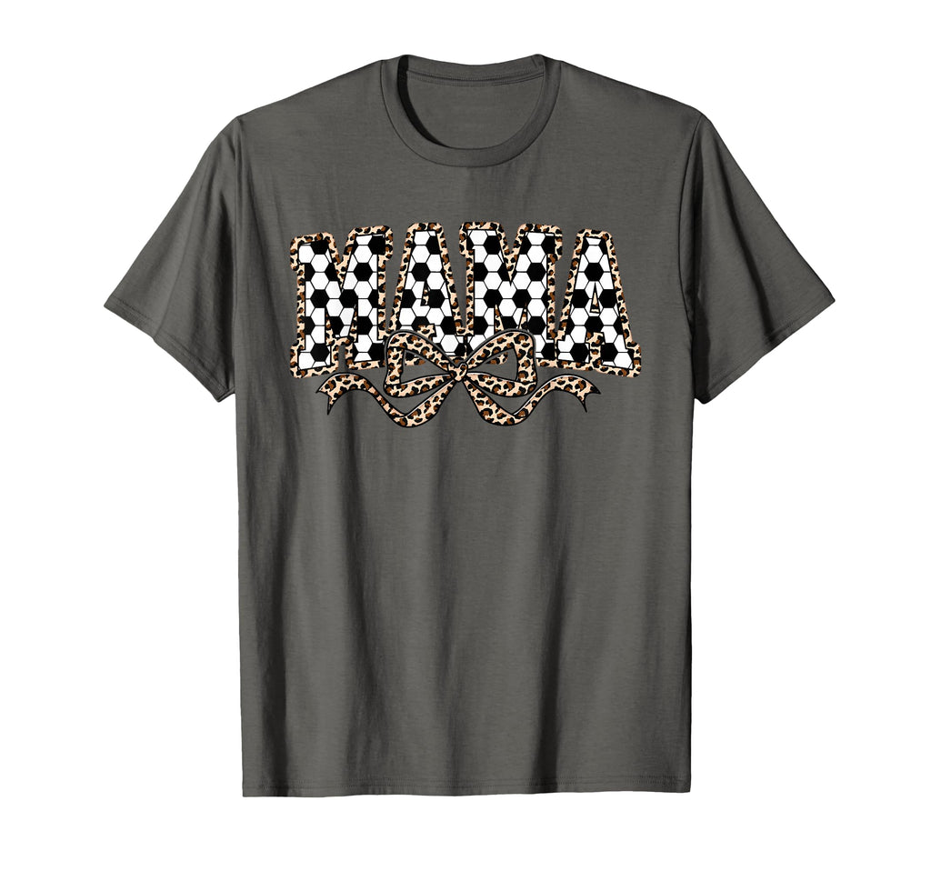 Leopard Soccer Mama Coquette Bow Funny T-Shirt - Novelty Apparel Unisex - T-Shirt, Sweatshirt, Hoodie