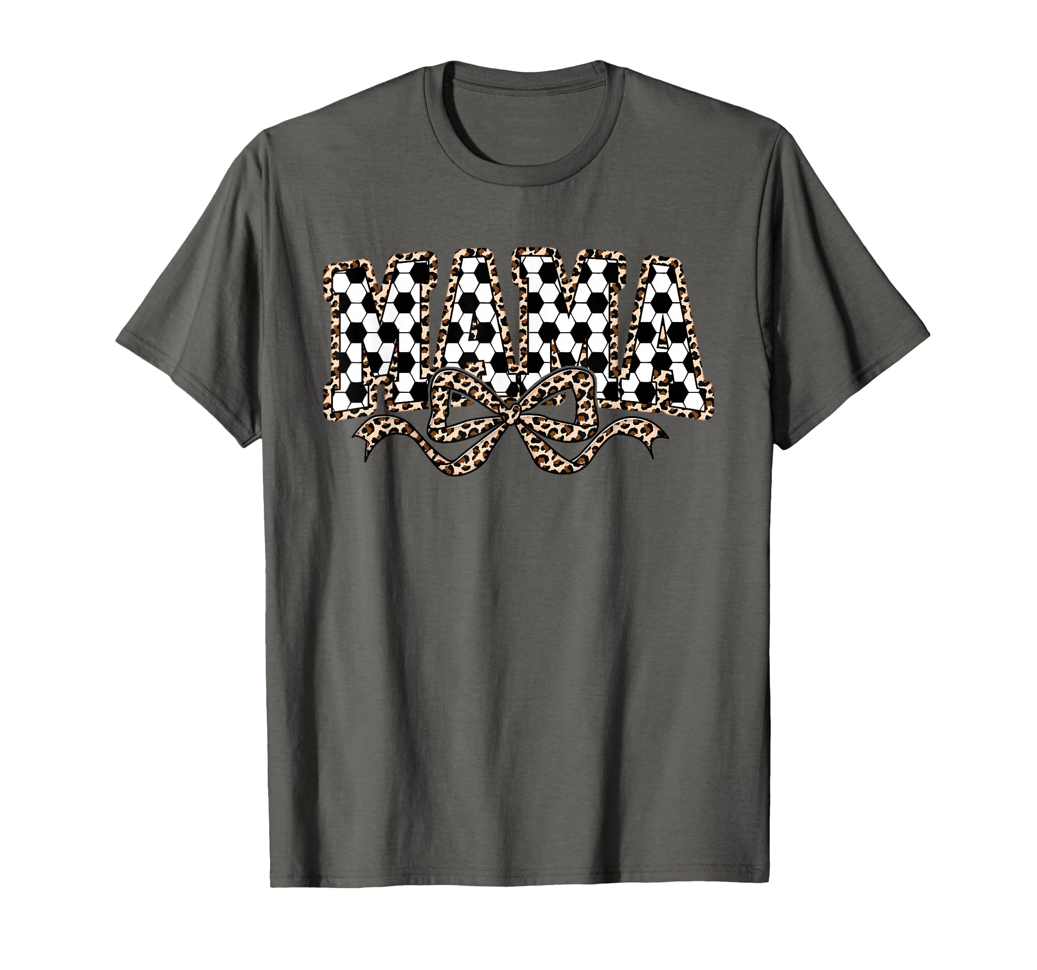 Leopard Soccer Mama Coquette Bow Funny T-Shirt - Novelty Apparel Unisex - T-Shirt, Sweatshirt, Hoodie