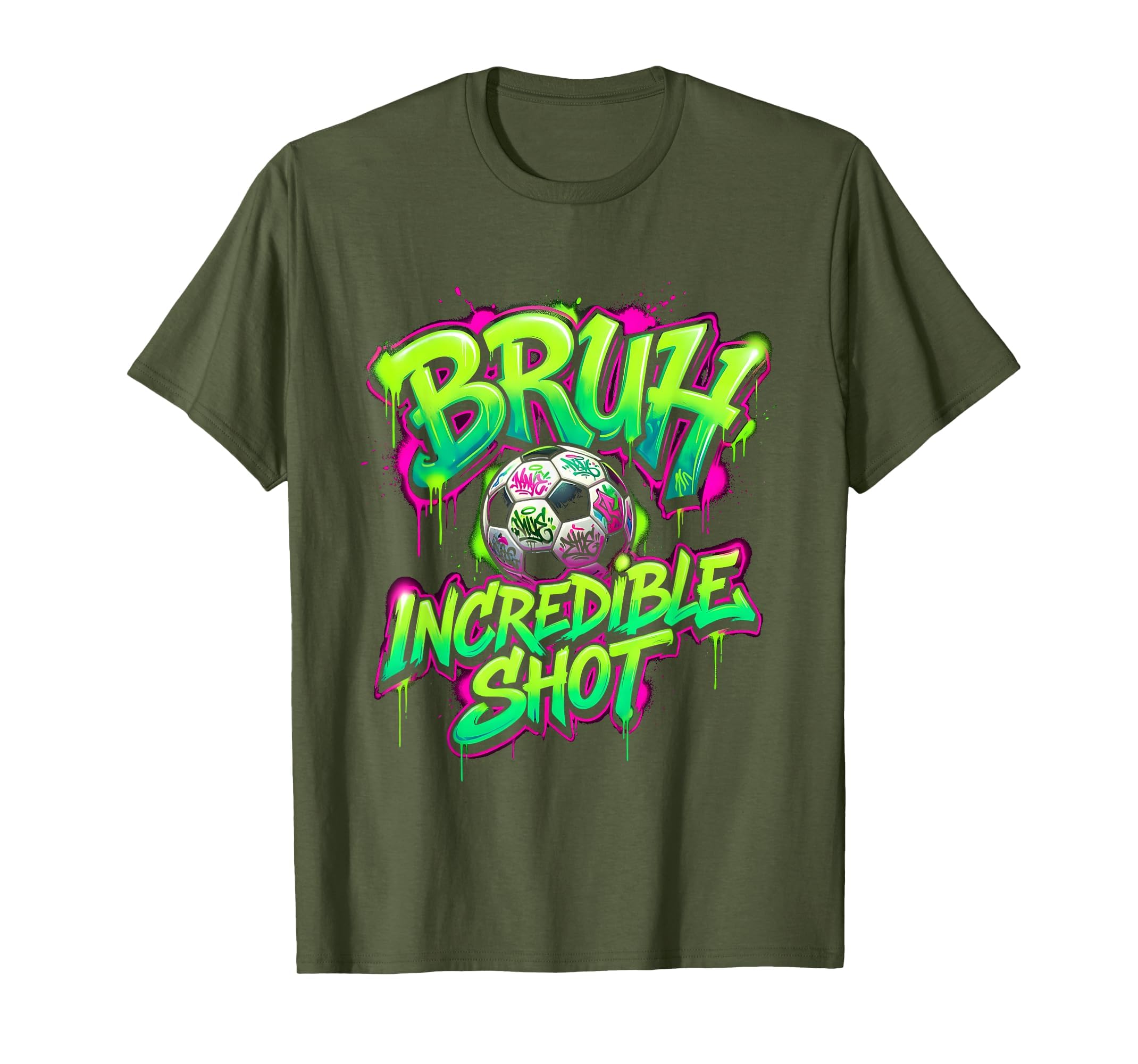 Bruh Incredible Shot Soccer Ball Funny T-Shirt - Novelty Apparel Men Women - T-Shirt, Sweatshirt, Hoodie