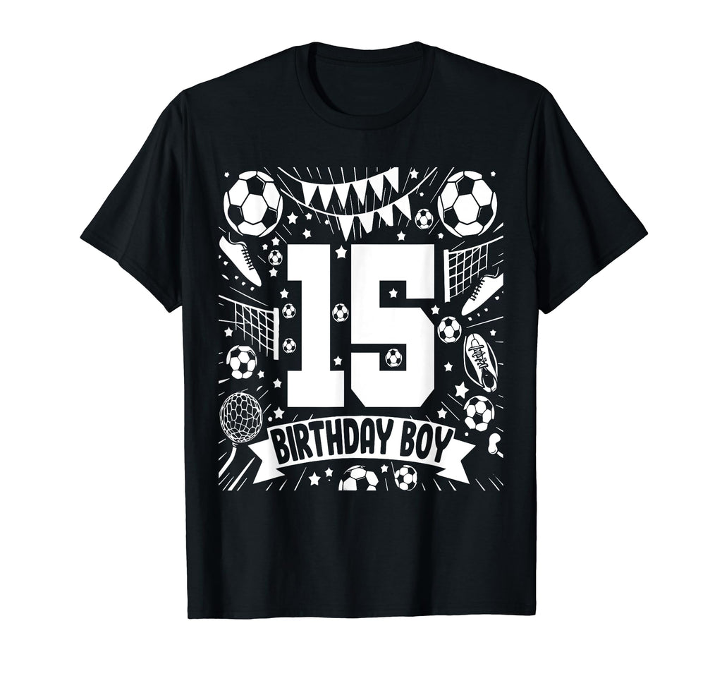 Soccer Birthday 15 Years Football 15Th T-Shirt - Trendy Graphic for Adults - T-Shirt, Sweatshirt, Hoodie