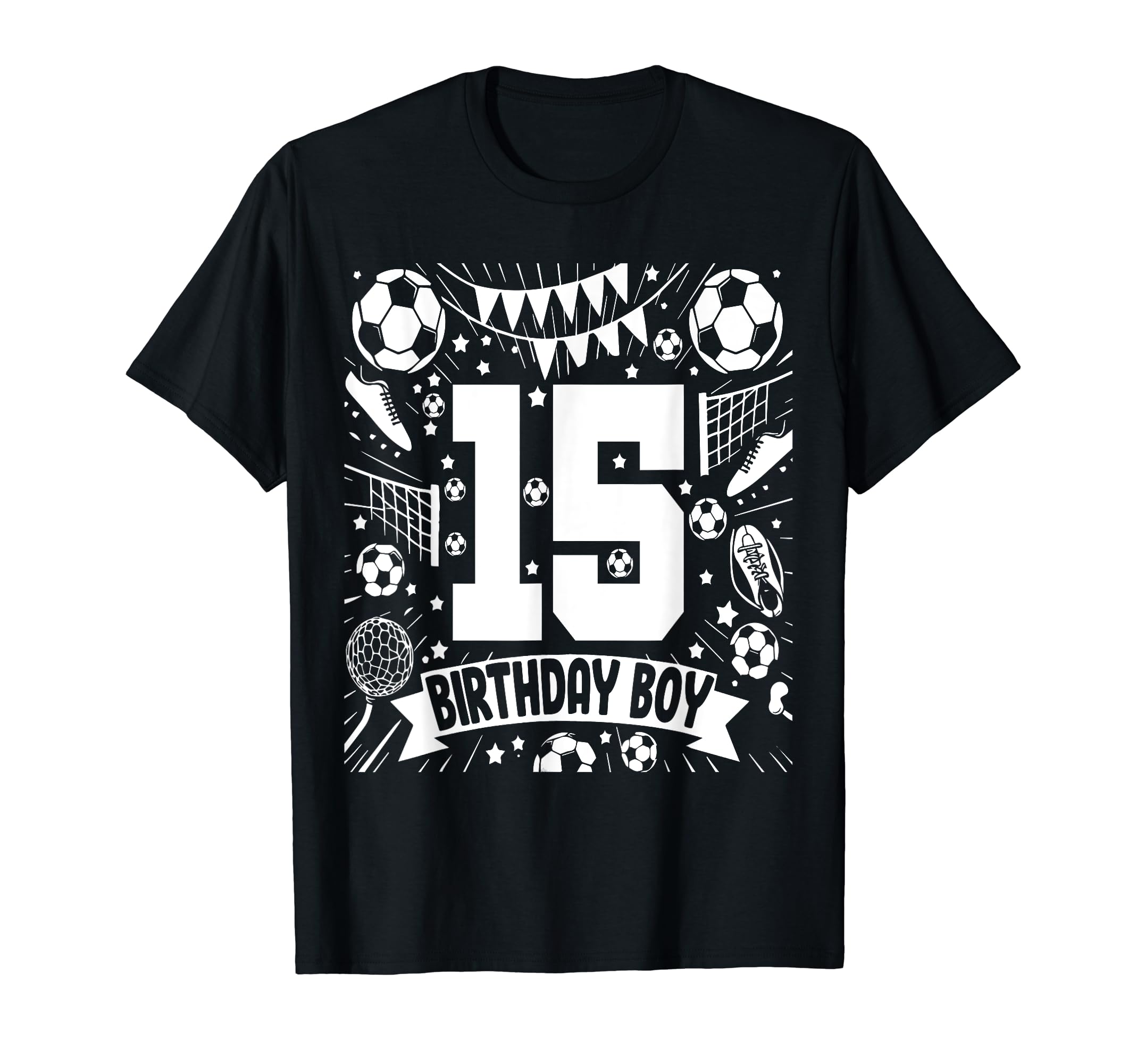Soccer Birthday 15 Years Football 15Th T-Shirt - Trendy Graphic for Adults - T-Shirt, Sweatshirt, Hoodie