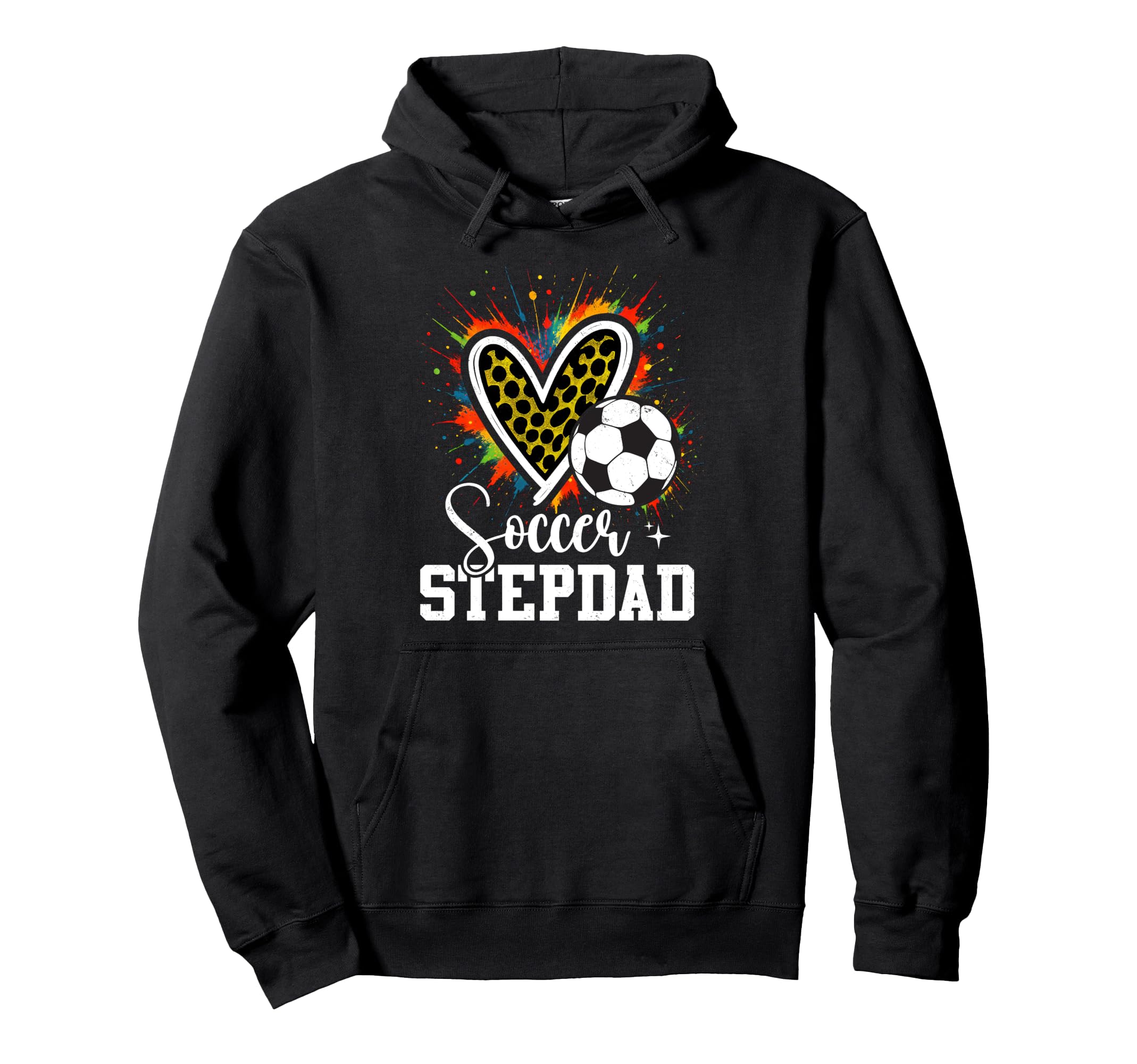 Soccer Stepdad Leopard Heart Colorful Hoodie - Aesthetic Graphic for Adults - T-Shirt, Sweatshirt, Hoodie