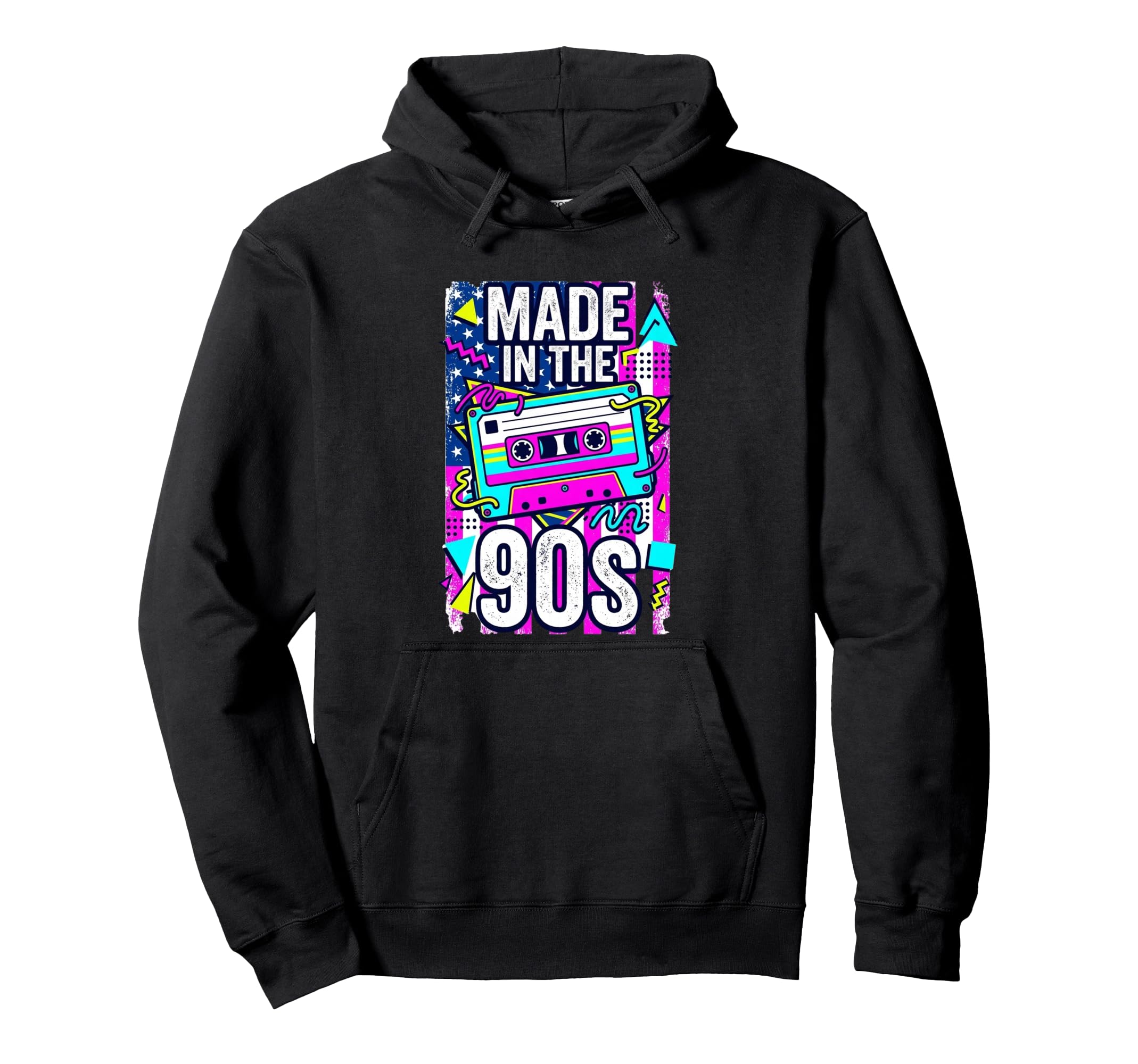 90S Cassette Tape Geometric Grunge Hoodie - Fun Novelty Design Men Women - T-Shirt, Sweatshirt, Hoodie