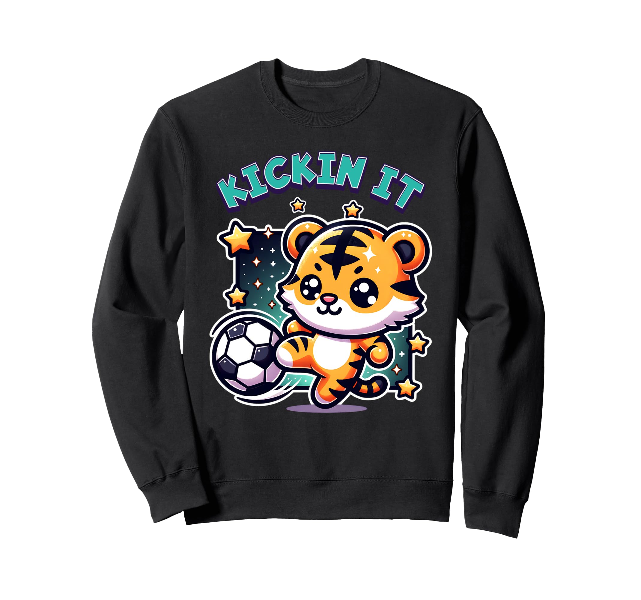 Soccer Player Tiger Kickin It Sweatshirt - Minimalist Print Men Women - T-Shirt, Sweatshirt, Hoodie