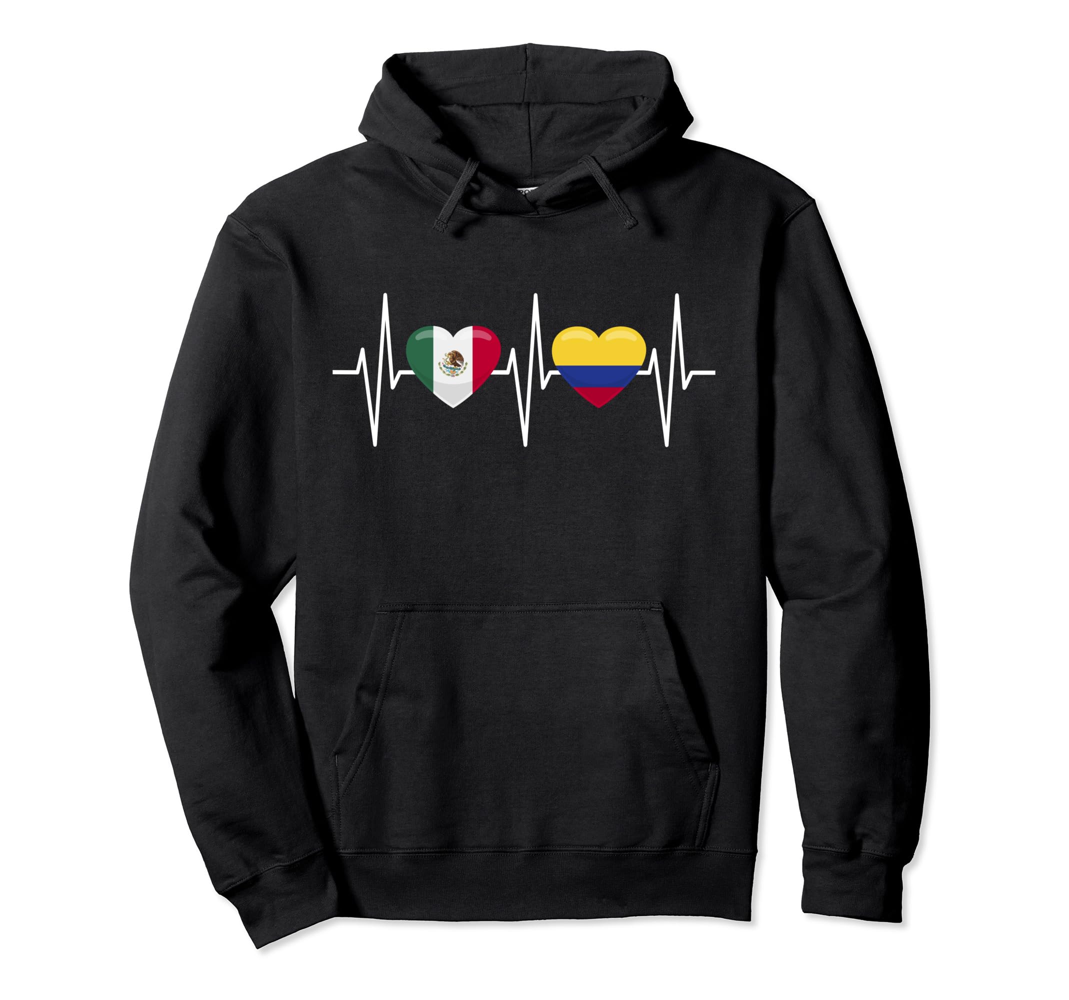 Mexico Colombia Heartbeat Mexico Hoodie - Casual Everyday Wear Unisex - T-Shirt, Sweatshirt, Hoodie