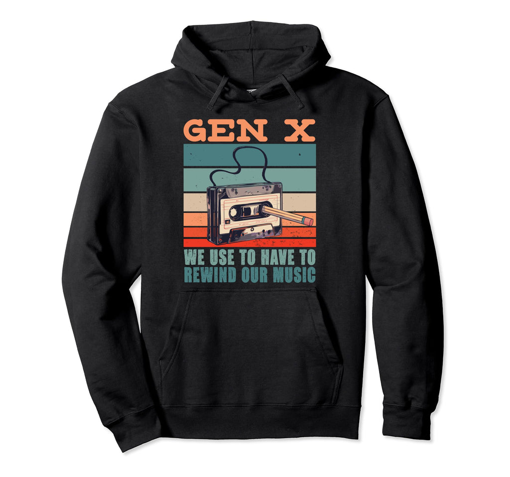 Gen X Cassette Tape Pencil Music Hoodie - Custom Art Print for Adults - T-Shirt, Sweatshirt, Hoodie