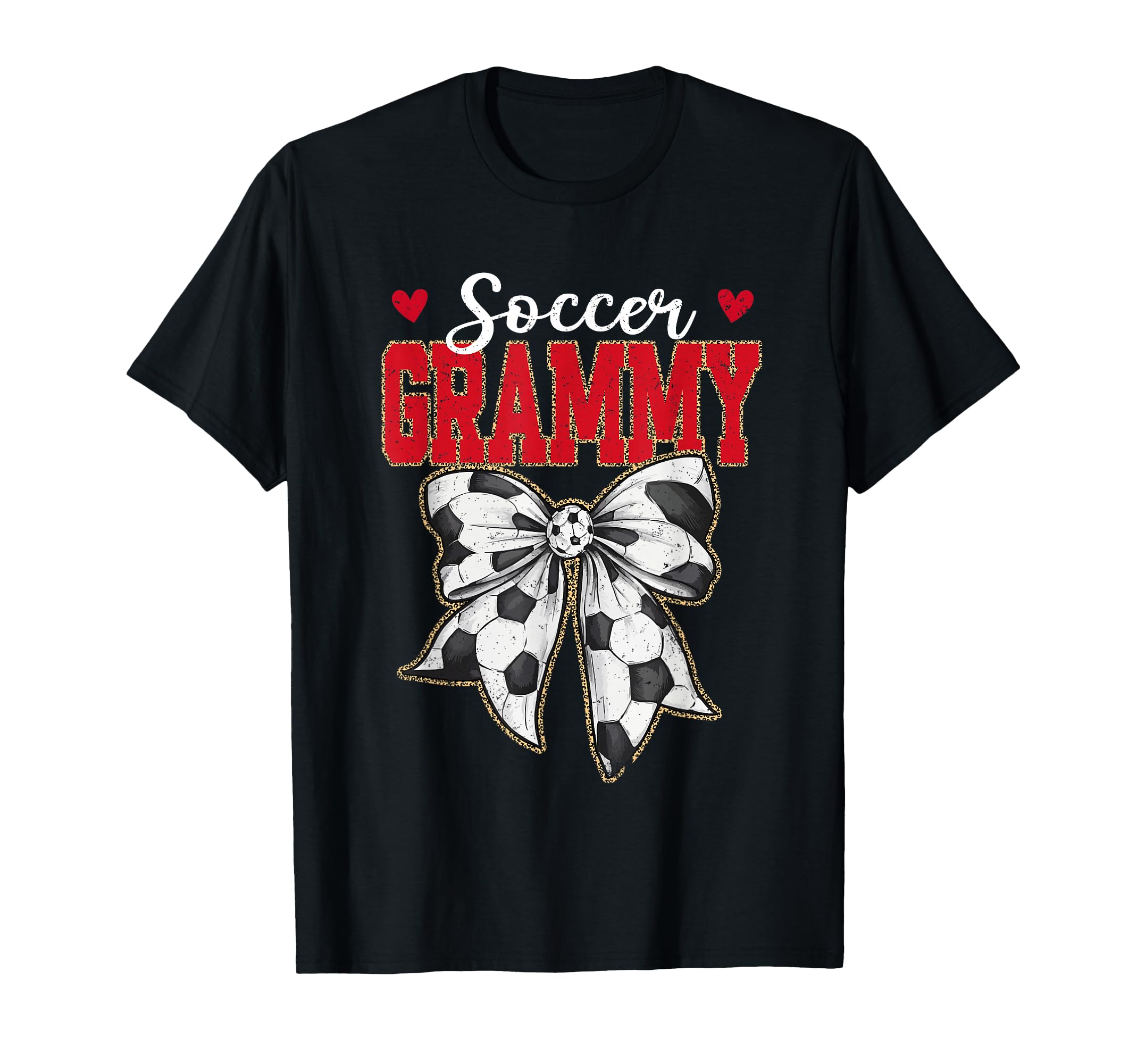 Soccer Grammy Bow Leopard Soccer T-Shirt - Fun Novelty Design for Adults - T-Shirt, Sweatshirt, Hoodie