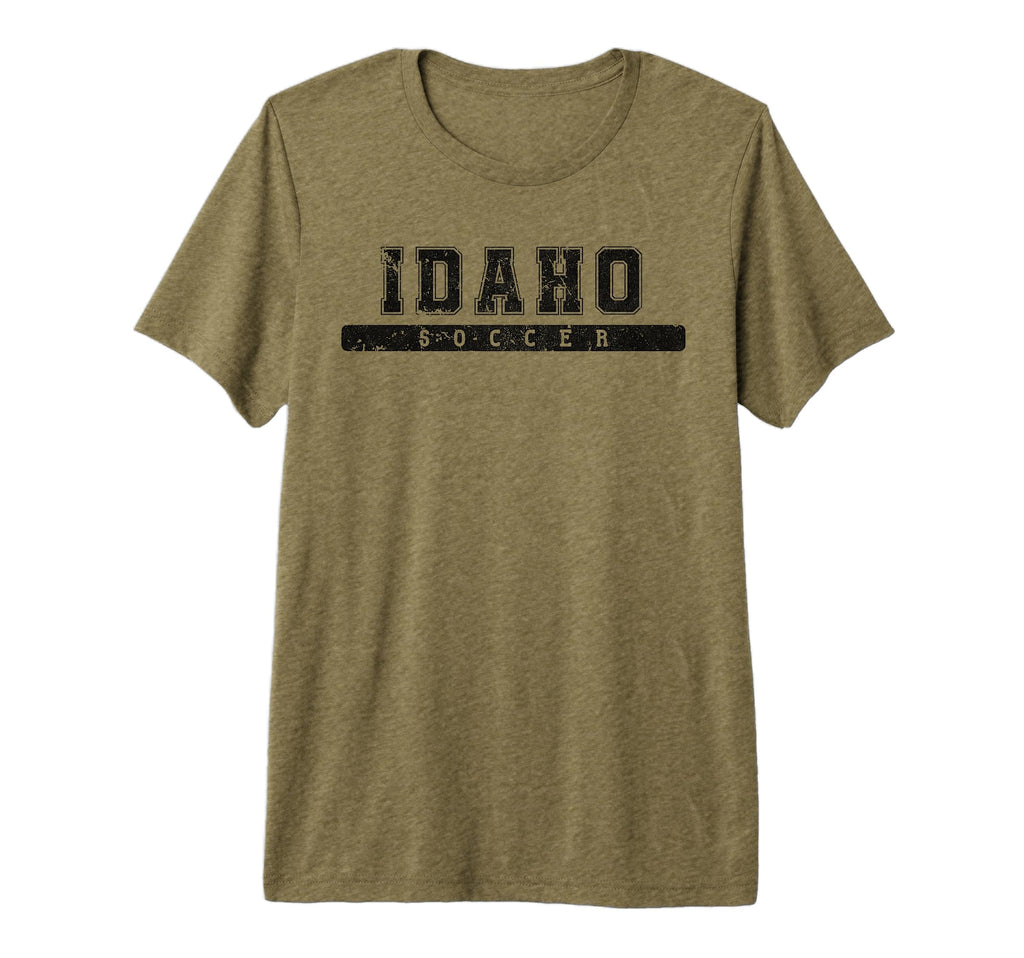 Idaho Soccer Black Text Tri Blend T-Shirt - Unique Graphic Men Women - T-Shirt, Sweatshirt, Hoodie