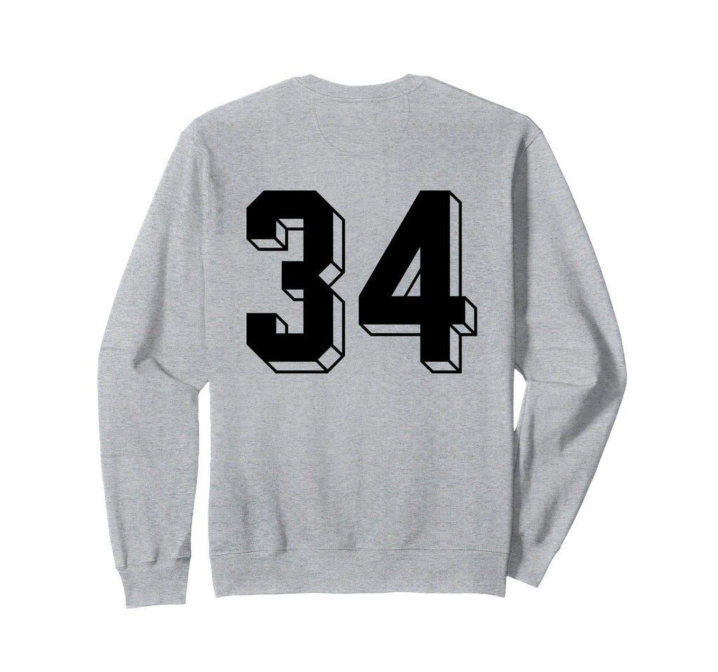 Number 34 Backside 80S 90S Team Sweatshirt - Minimalist Print for Adults - T-Shirt, Sweatshirt, Hoodie