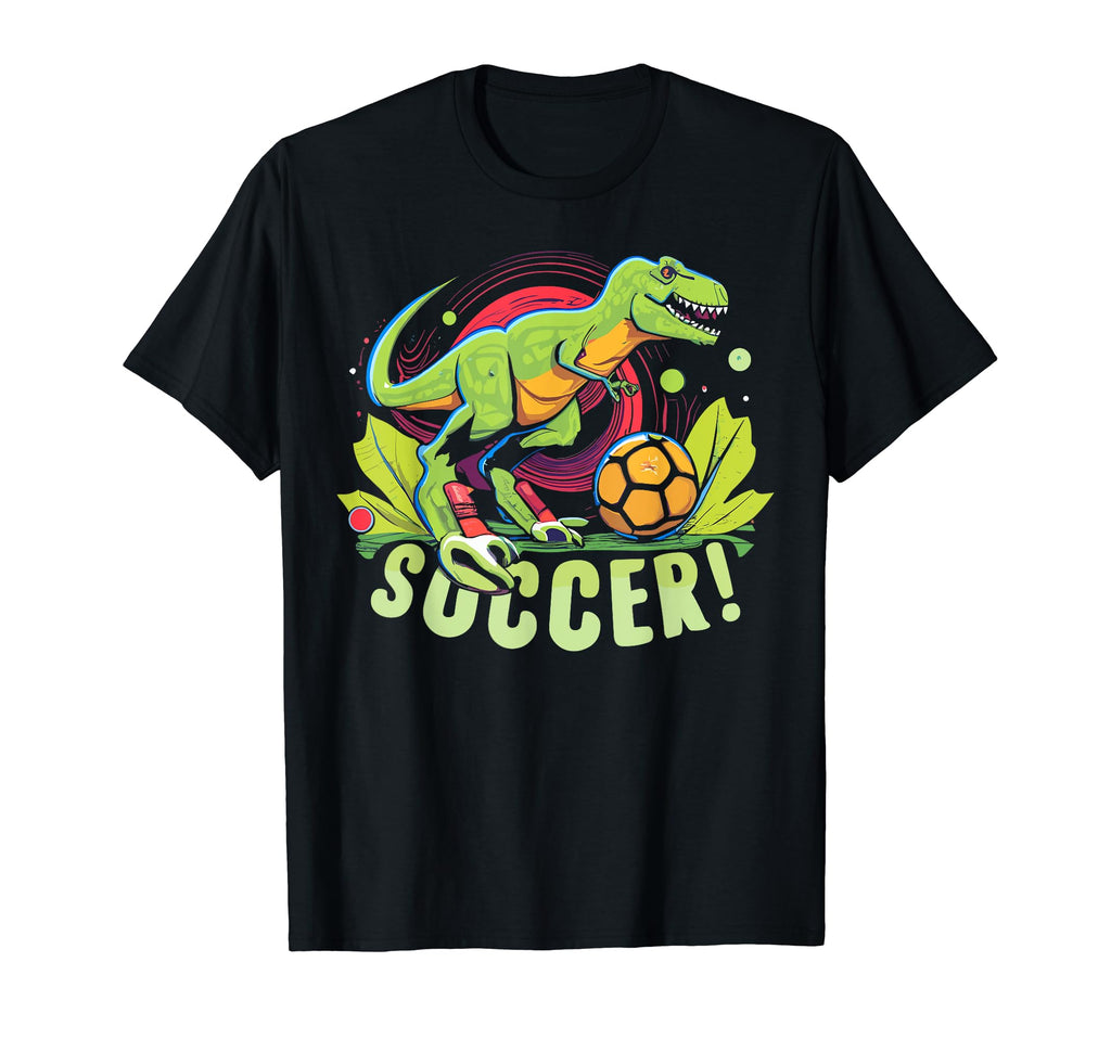 Dinosaur Playing Soccer T-Shirt - Novelty Apparel Unisex - T-Shirt, Sweatshirt, Hoodie