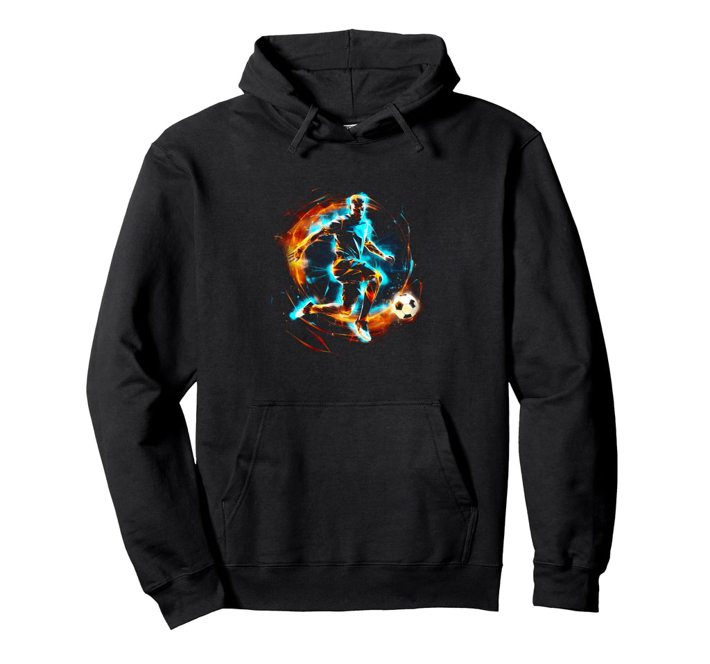 Soccer Player Lightning Sport Player Hoodie - Unique Graphic for Adults - T-Shirt, Sweatshirt, Hoodie