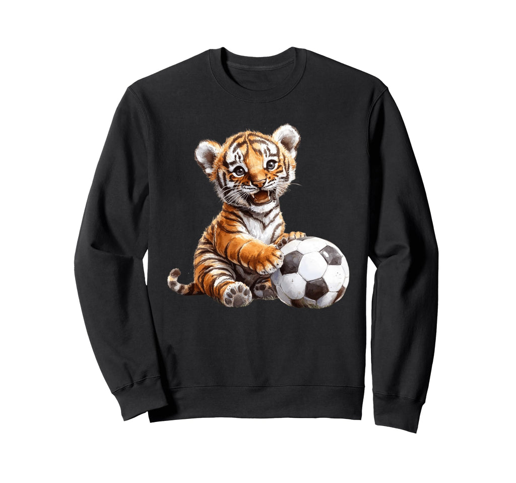 Tiger Playing Soccer Ball Art Sweatshirt - Custom Art Print for Adults - T-Shirt, Sweatshirt, Hoodie