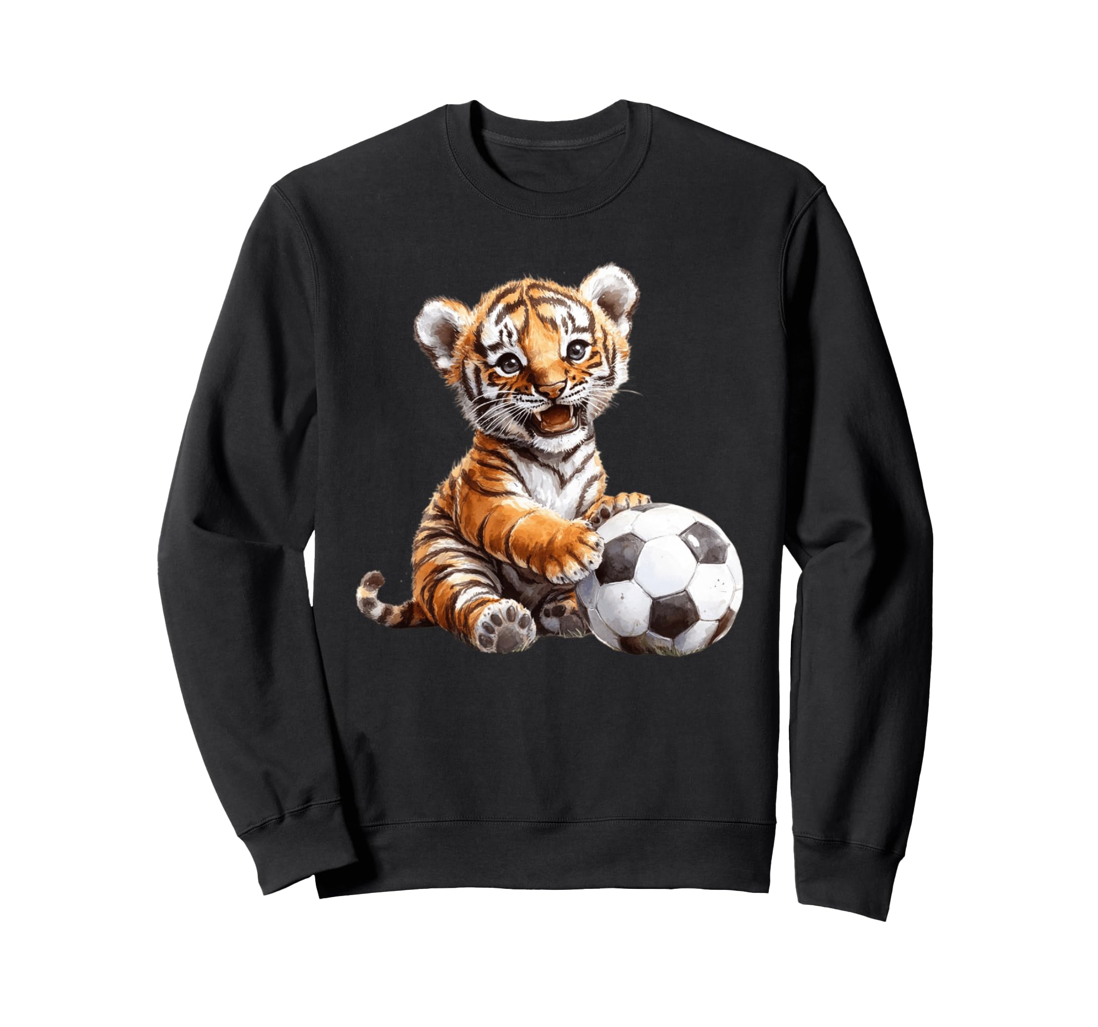 Tiger Playing Soccer Ball Art Sweatshirt - Custom Art Print for Adults - T-Shirt, Sweatshirt, Hoodie